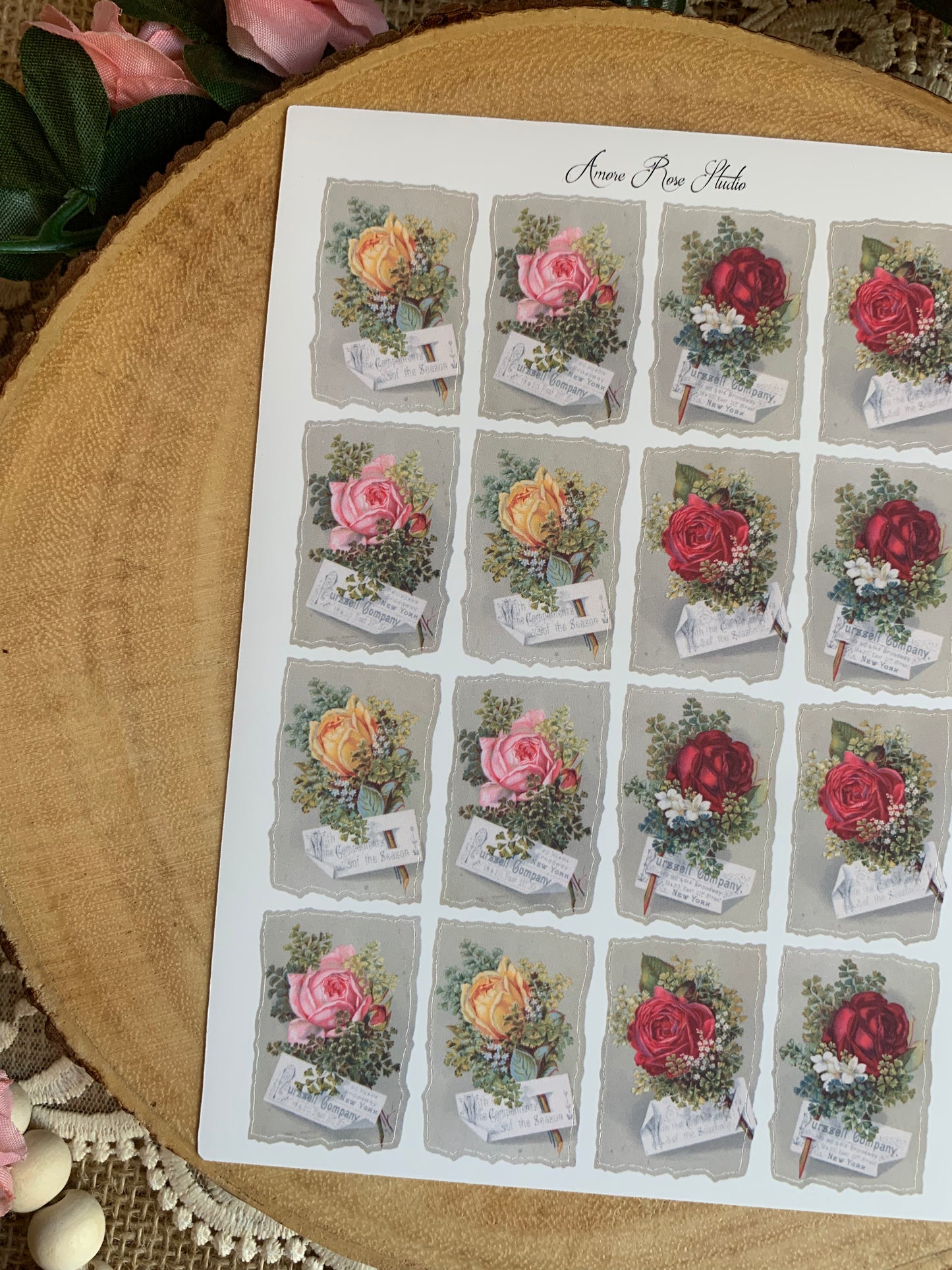 Vintage Floral Ephemera Sticker Sheet