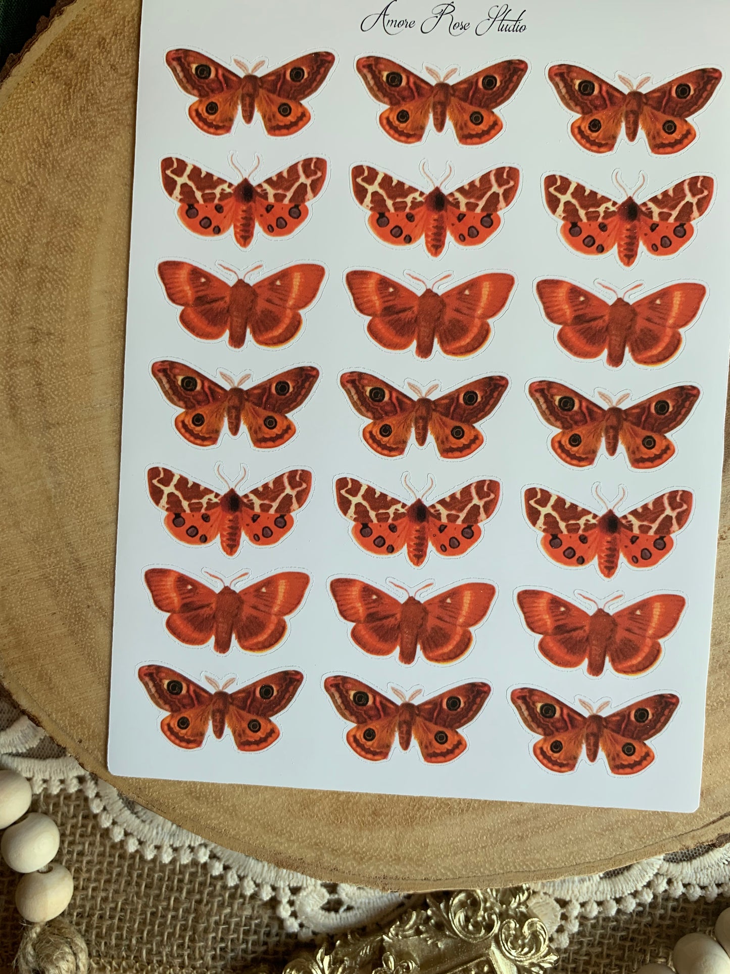 Vintage Orange Butterflies Sticker Sheet
