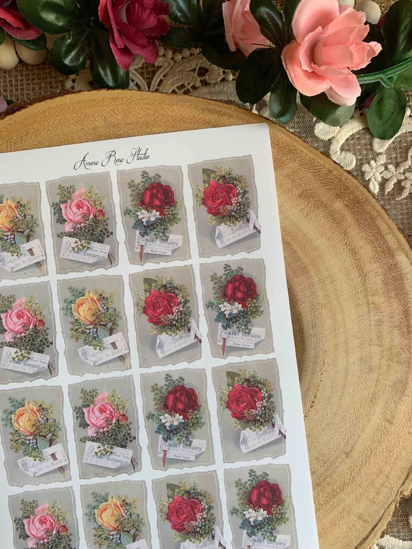 Vintage Floral Ephemera Sticker Sheet