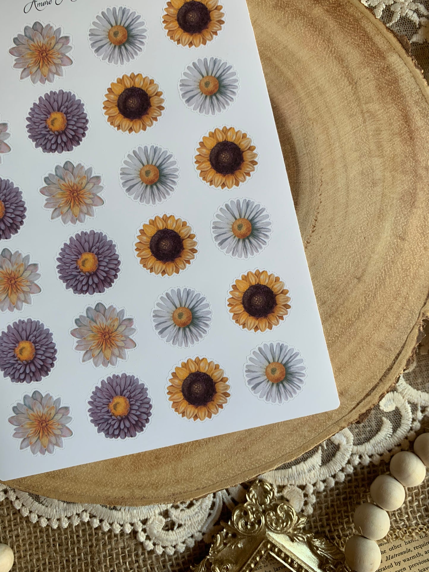 Vintage Sunflowers Sticker Sheet