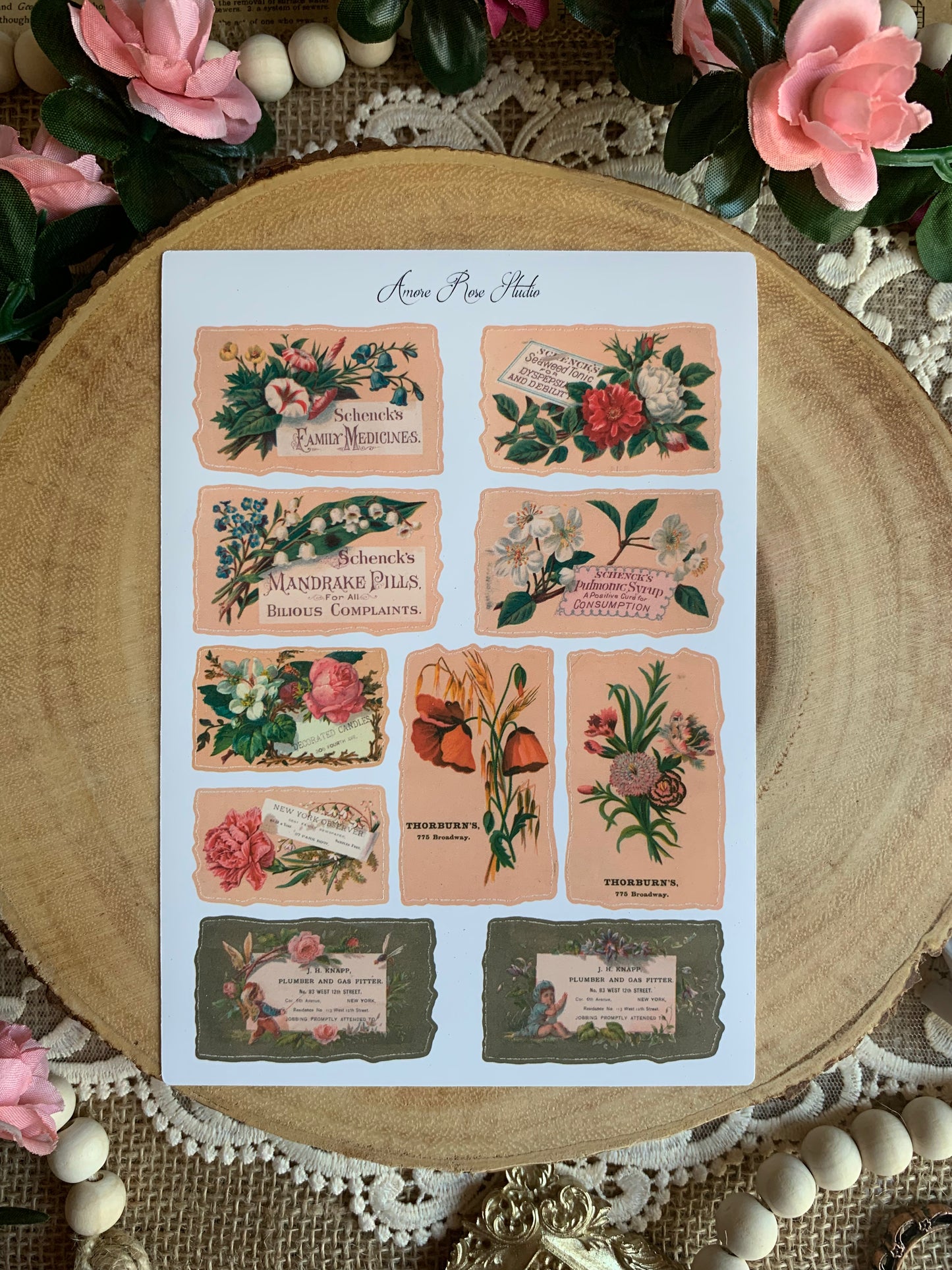 Vintage Ephemera Labels Sticker Sheet