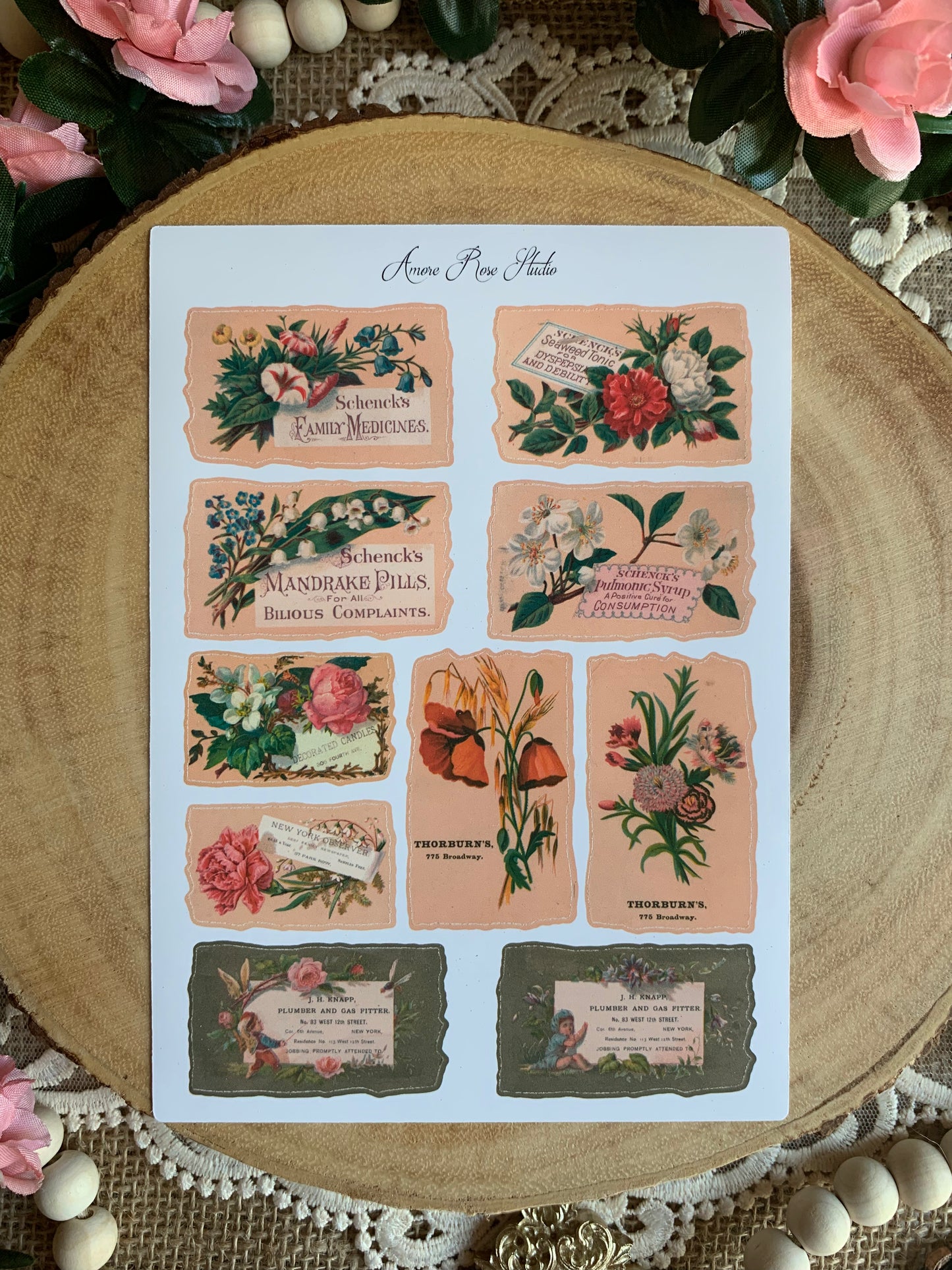 Vintage Ephemera Labels Sticker Sheet