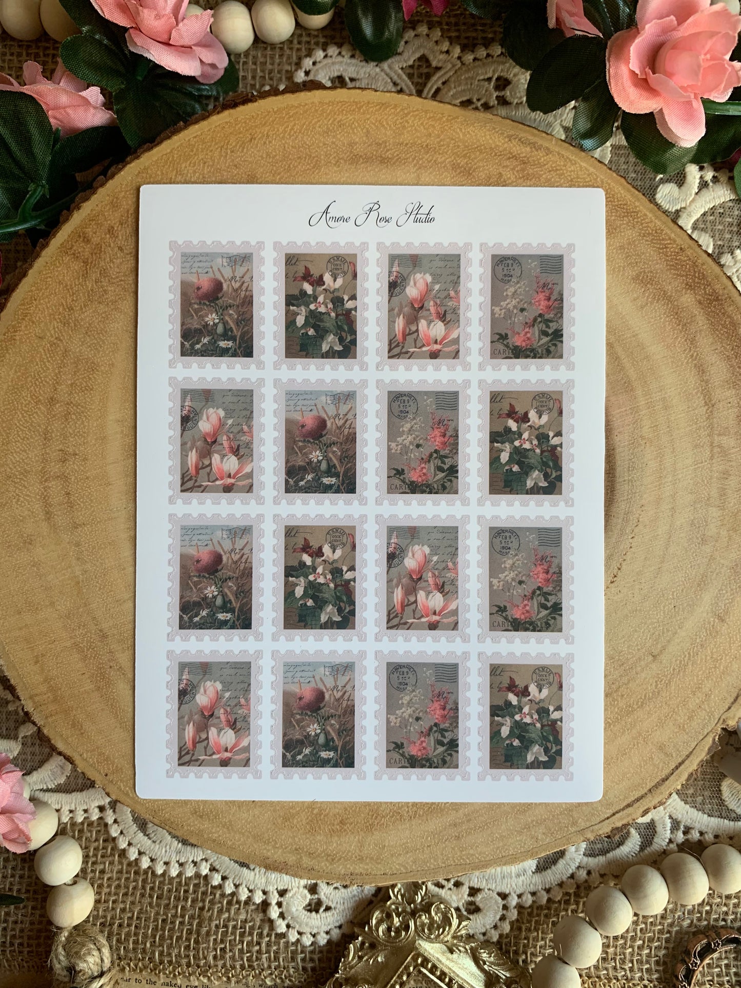 Faux Vintage Stamps Sticker Sheet