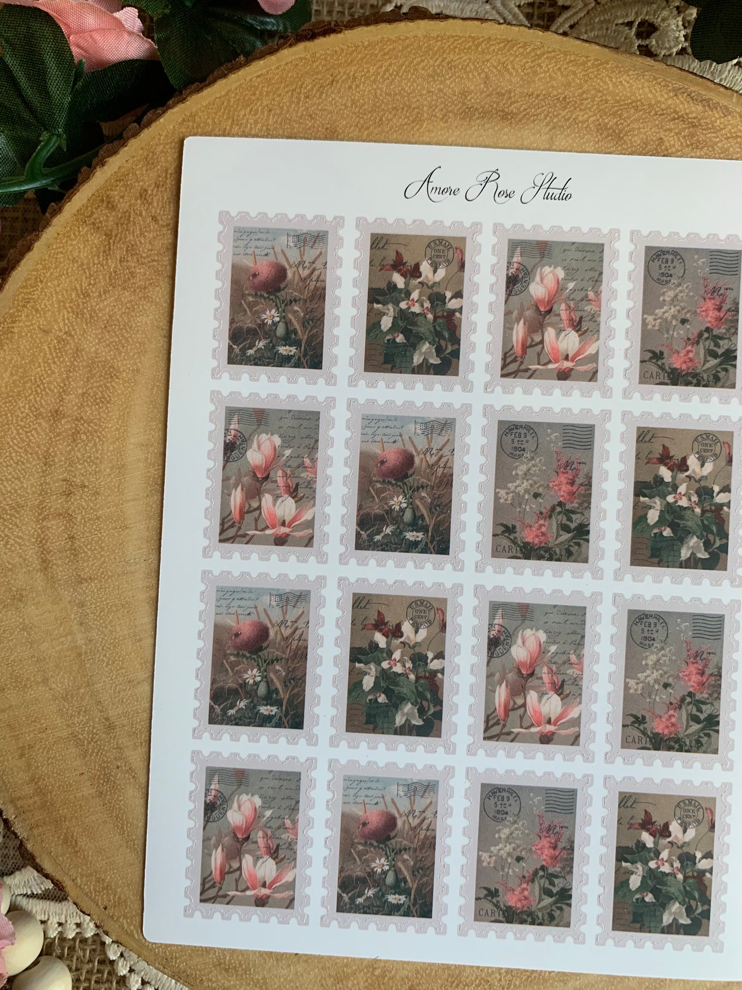 Faux Vintage Stamps Sticker Sheet