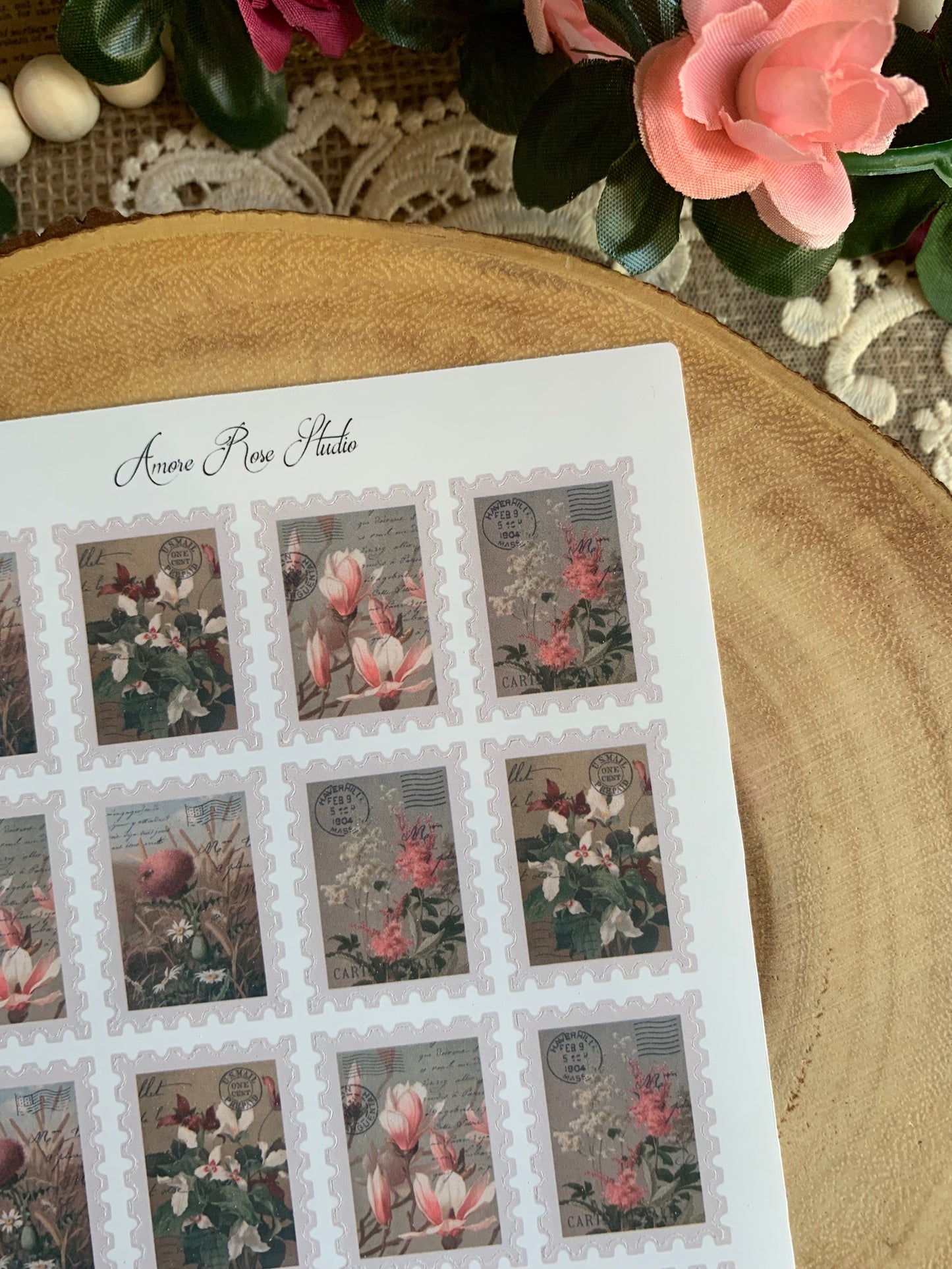 Faux Vintage Stamps Sticker Sheet