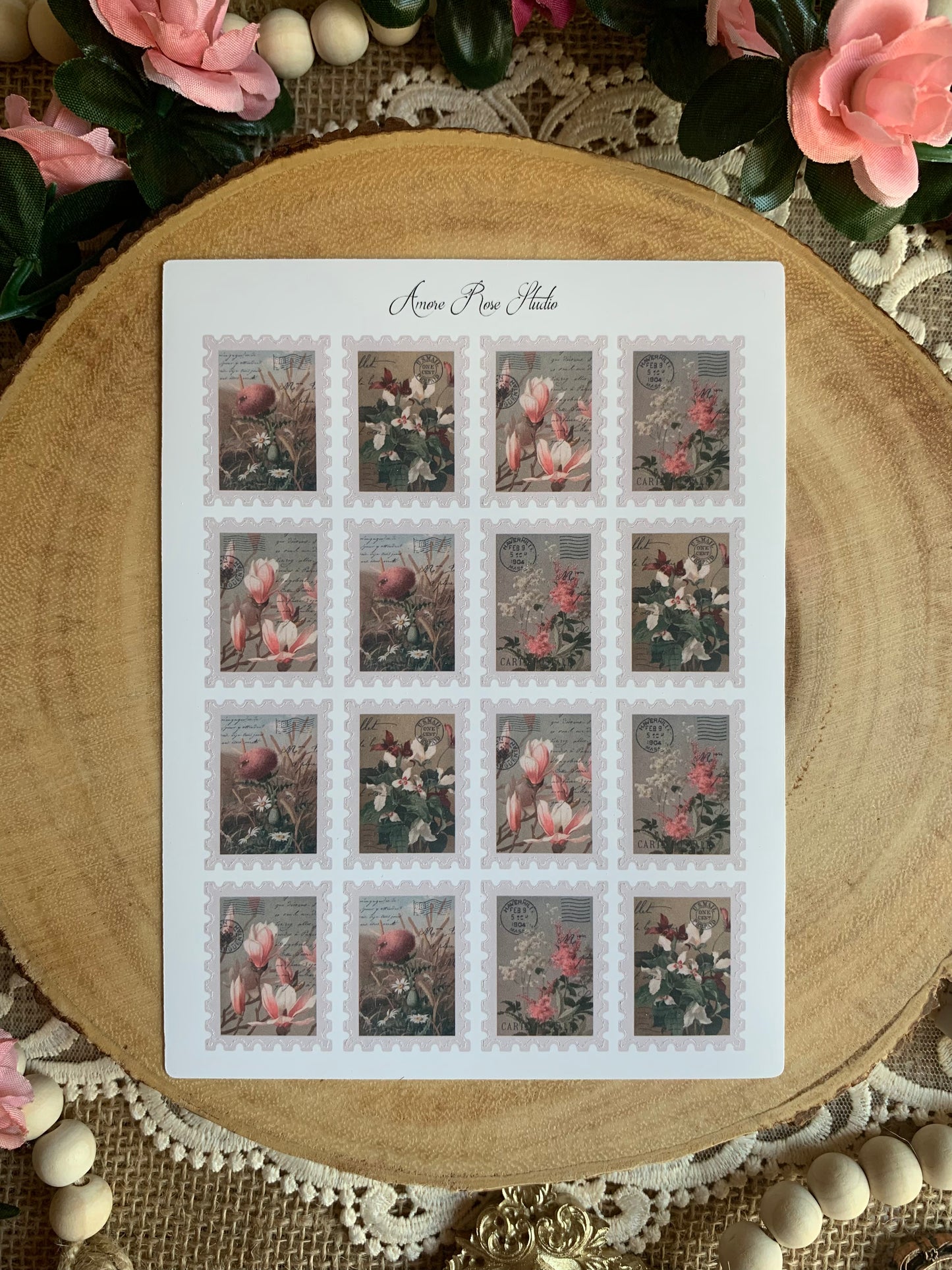 Faux Vintage Stamps Sticker Sheet