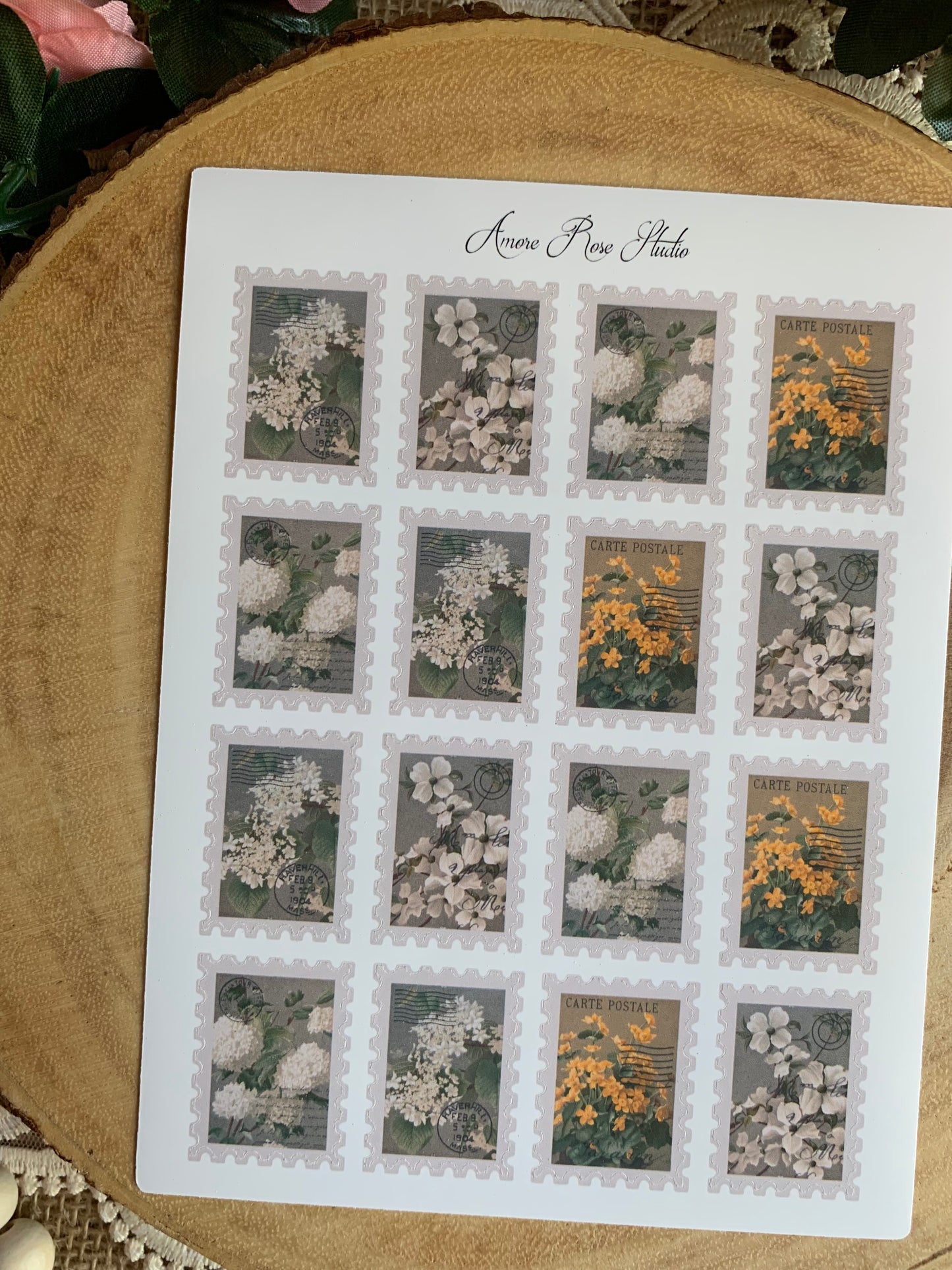 Faux Vintage Stamps Sticker Sheet