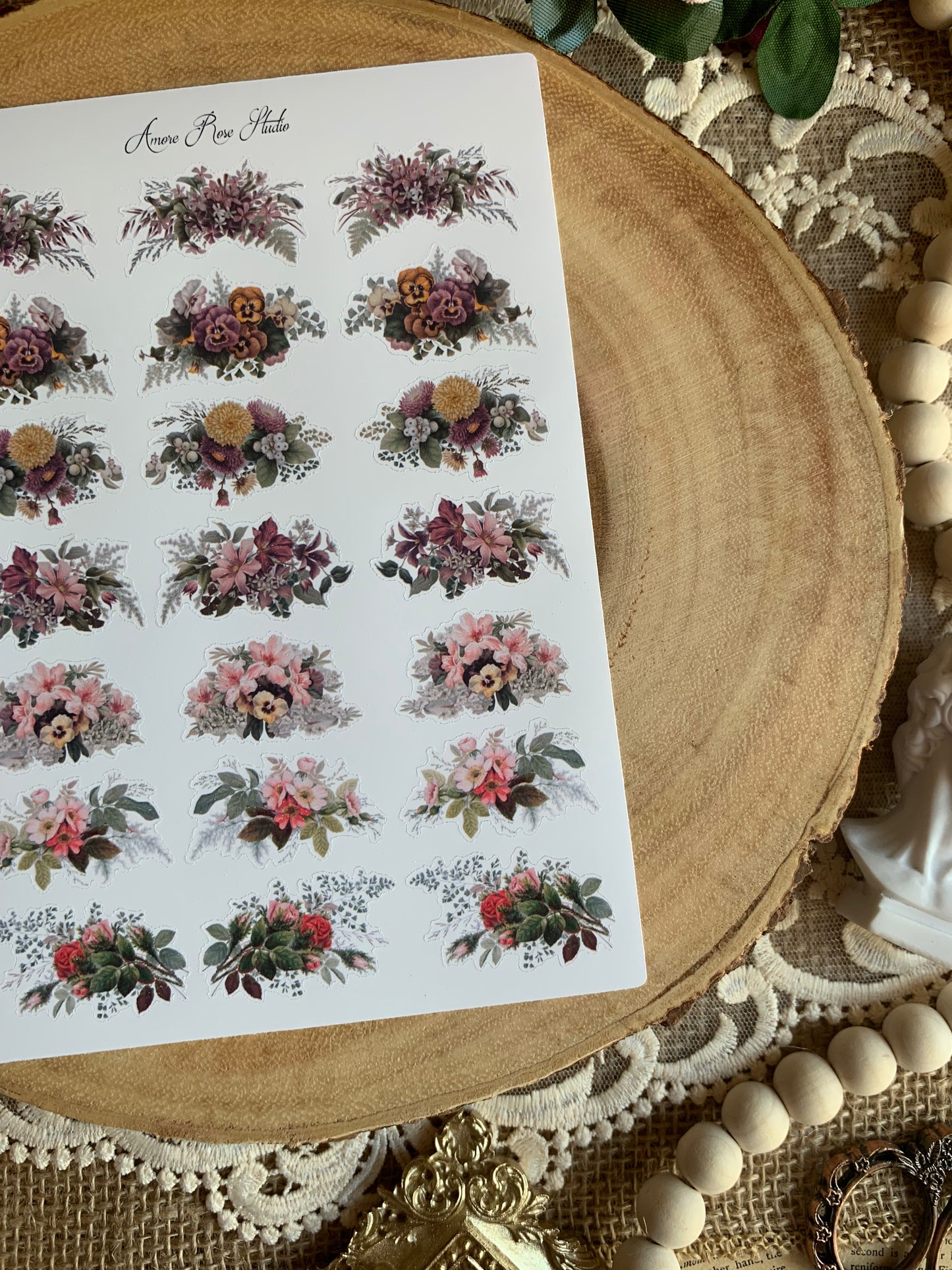 Vintage Flower Arrangements Sticker Sheet