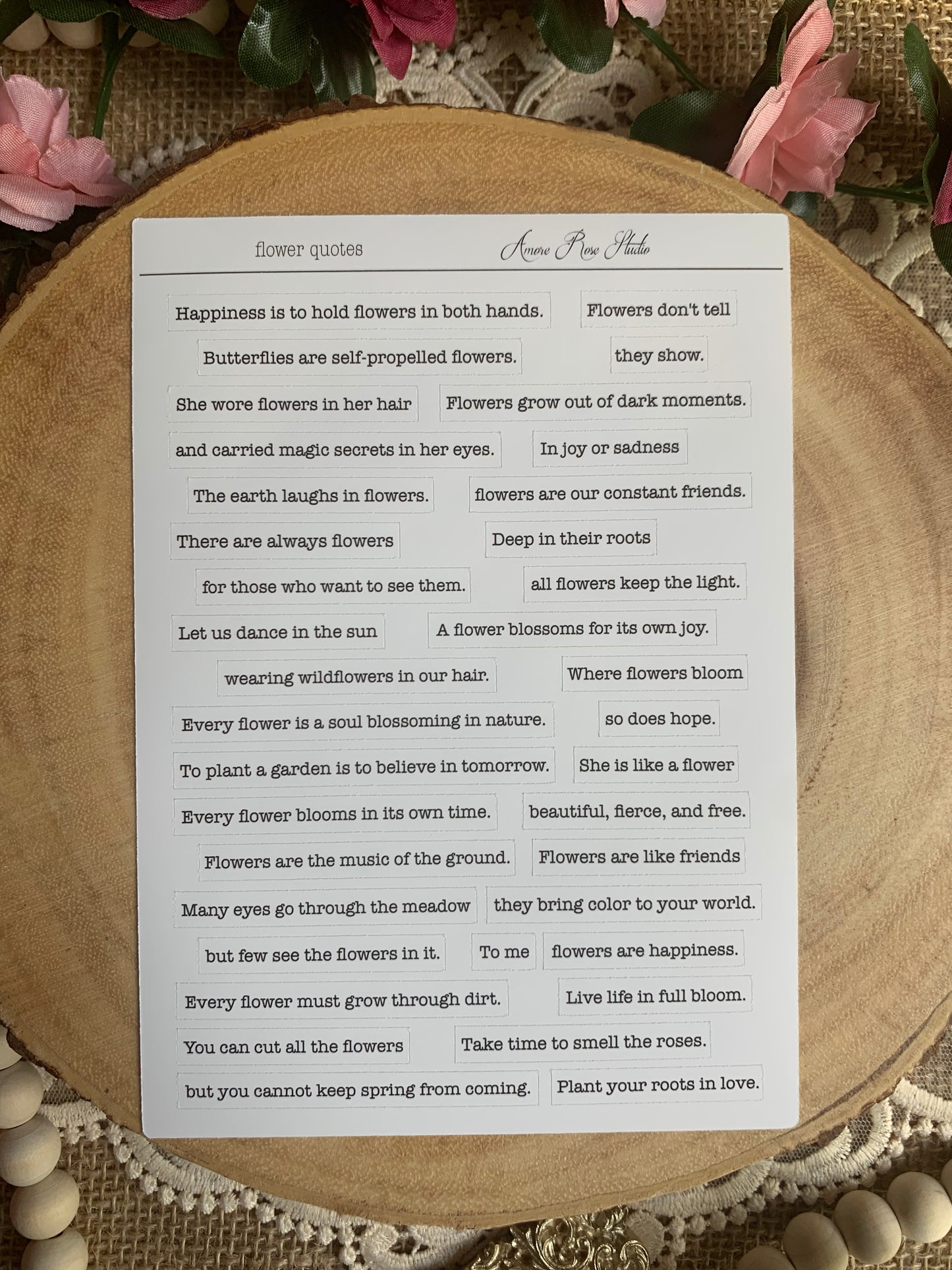 Flower Quotes Sticker Sheet
