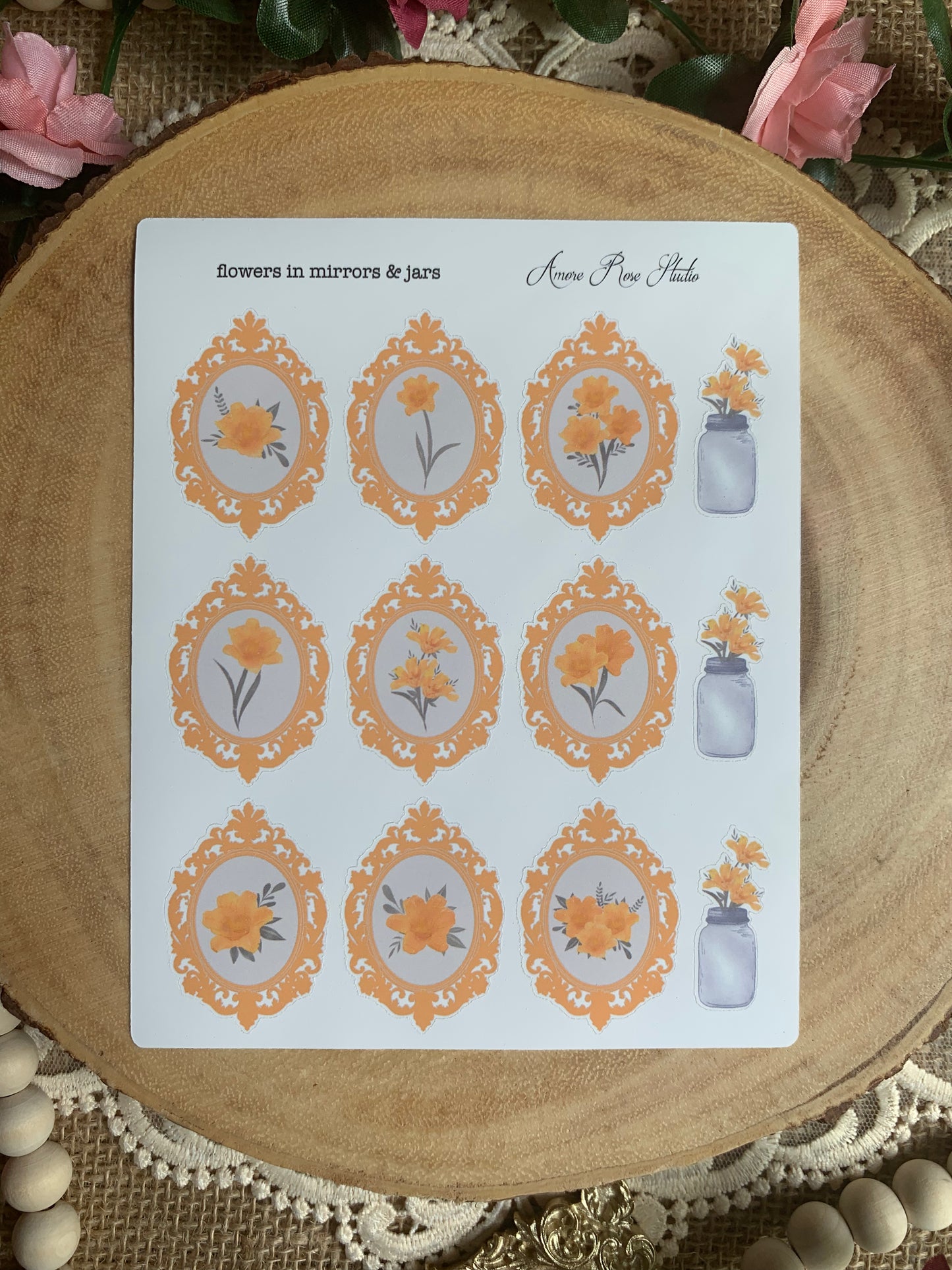 Flowers in Mirrors & Jars Sticker Sheet
