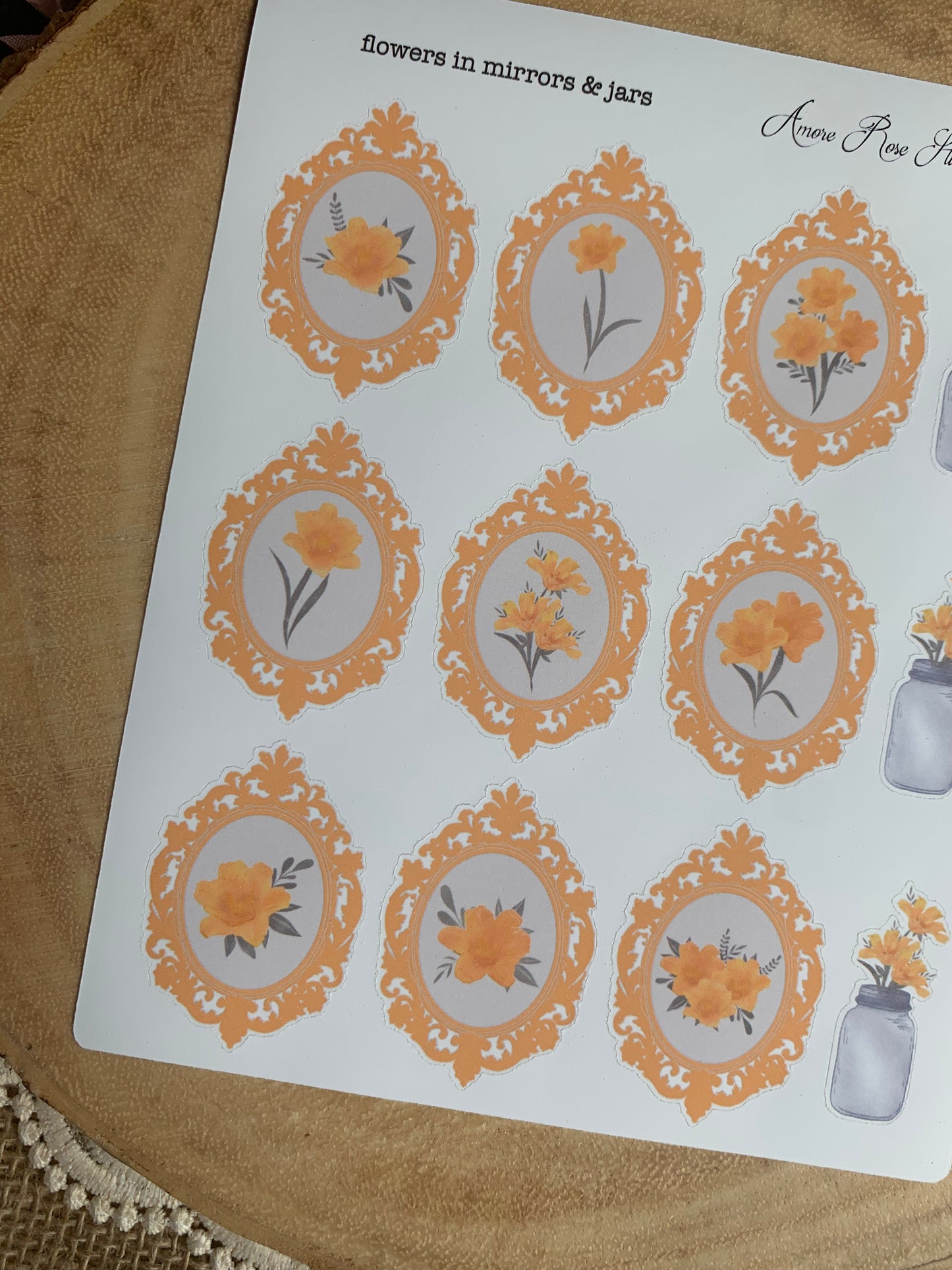 Flowers in Mirrors & Jars Sticker Sheet
