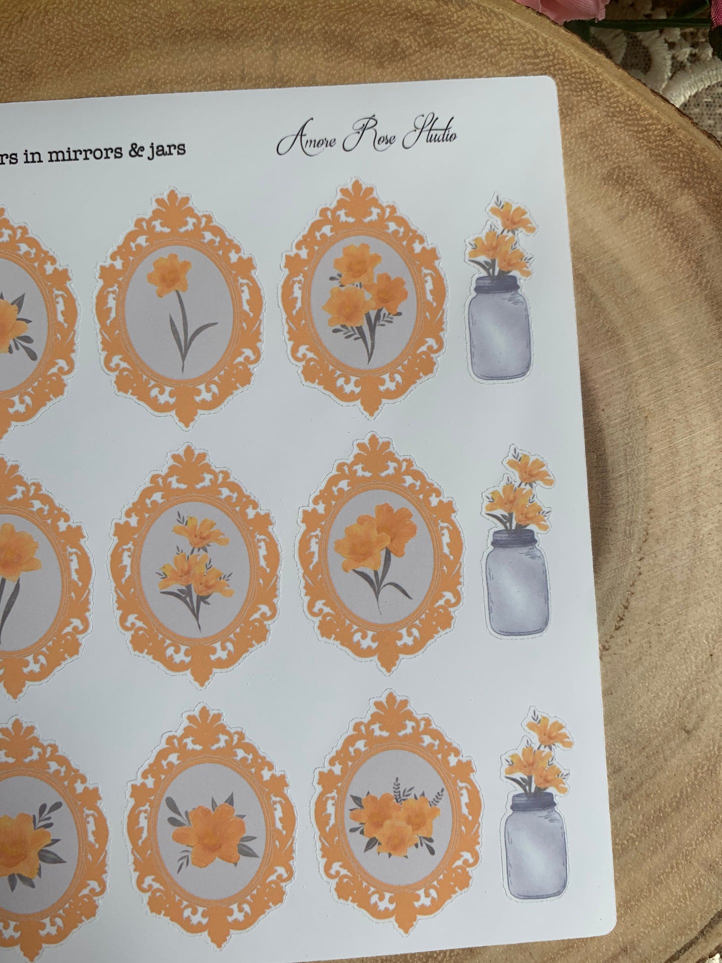 Flowers in Mirrors & Jars Sticker Sheet