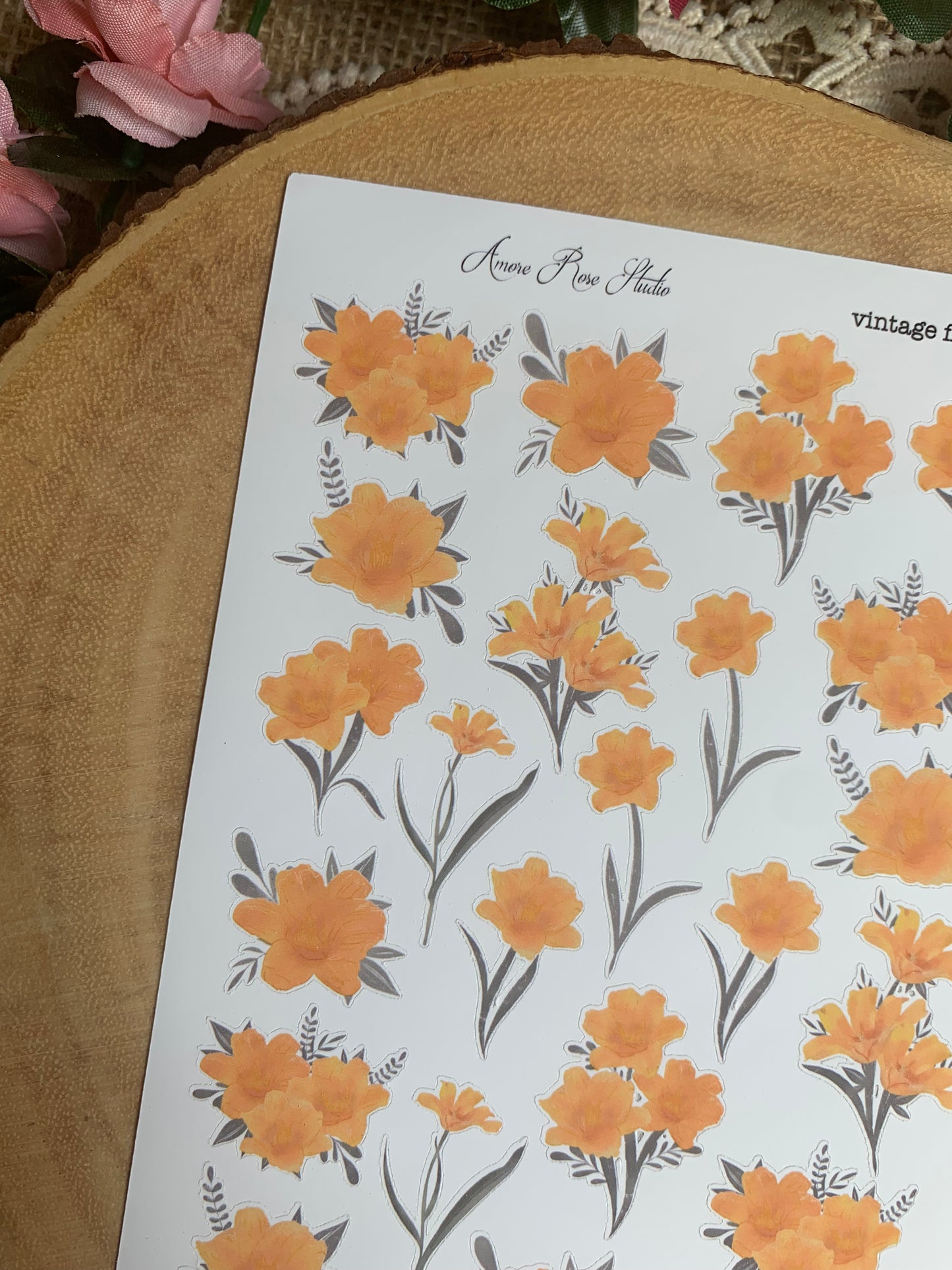 Orange Flowers Sticker Sheet