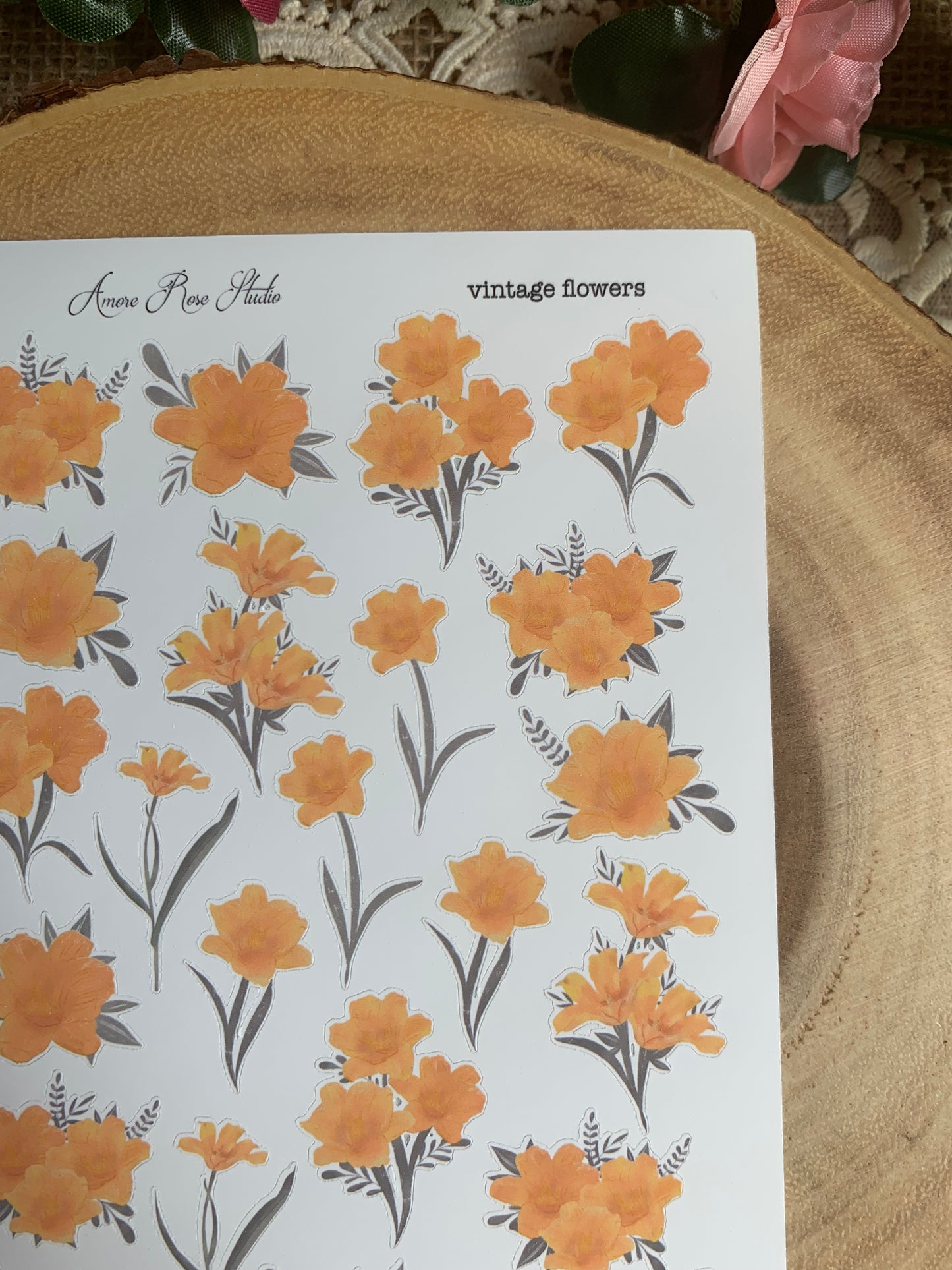 Orange Flowers Sticker Sheet