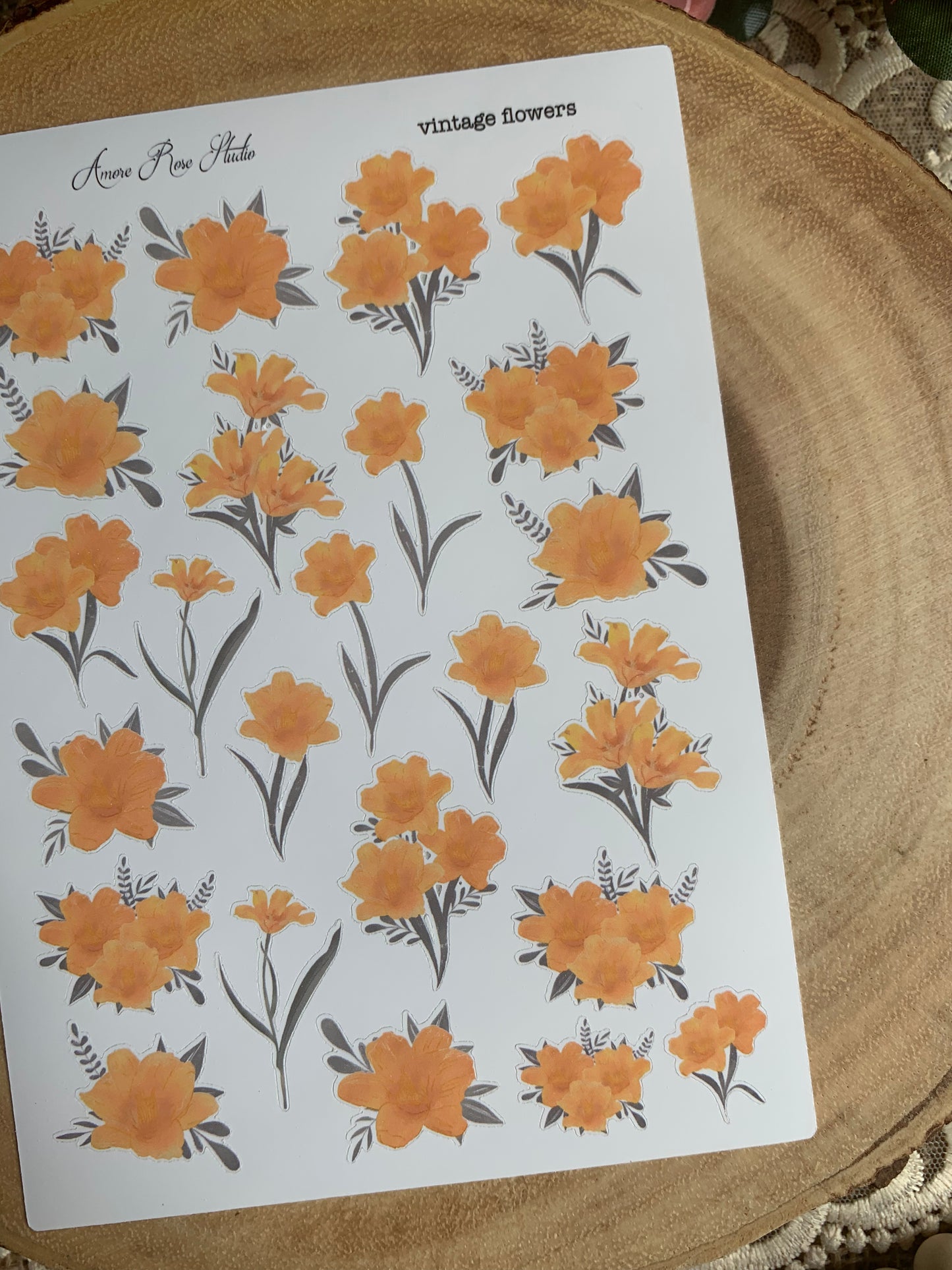 Orange Flowers Sticker Sheet