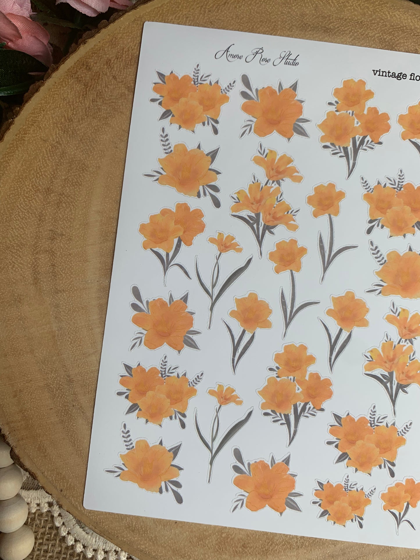 Orange Flowers Sticker Sheet