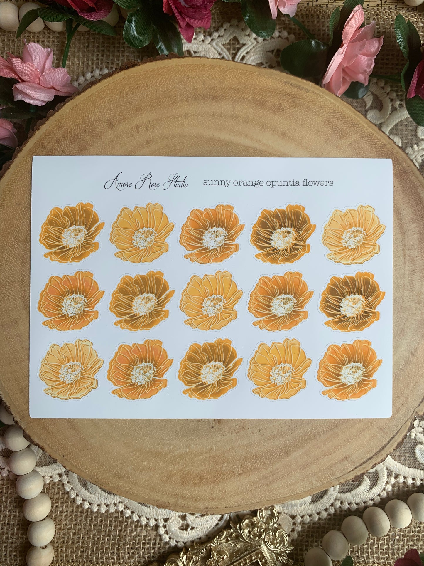 Opuntia Flowers Sticker Sheet - 6 Colors