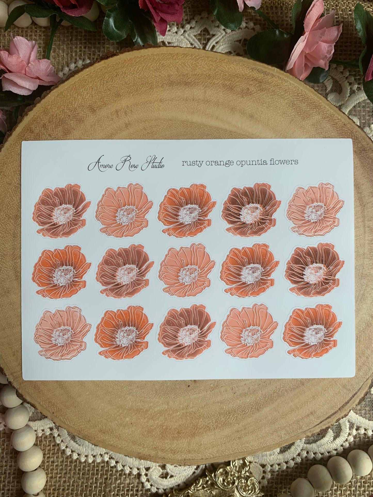 Opuntia Flowers Sticker Sheet - 6 Colors