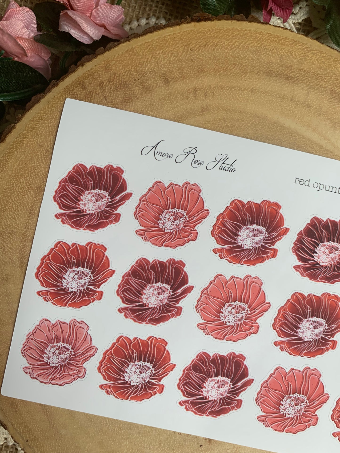Opuntia Flowers Sticker Sheet - 6 Colors