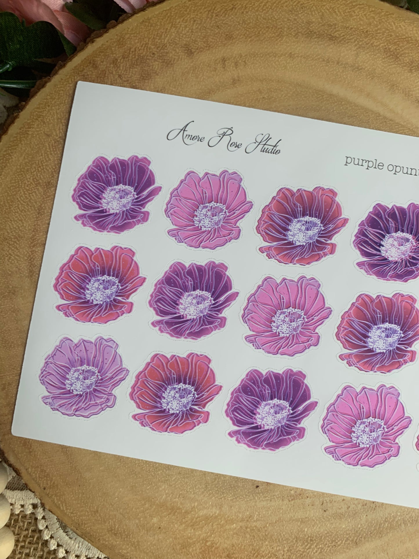 Opuntia Flowers Sticker Sheet - 6 Colors
