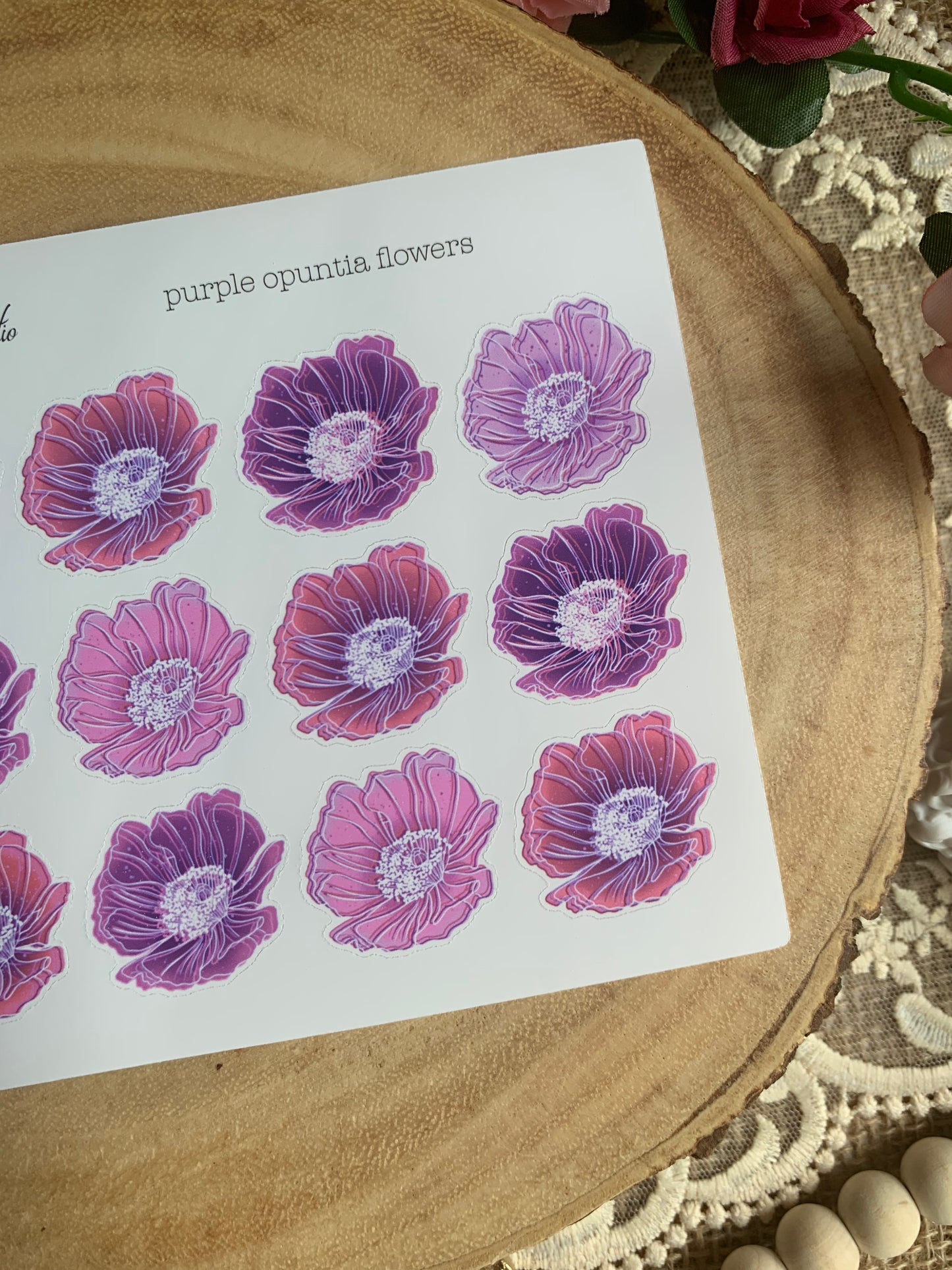 Opuntia Flowers Sticker Sheet - 6 Colors