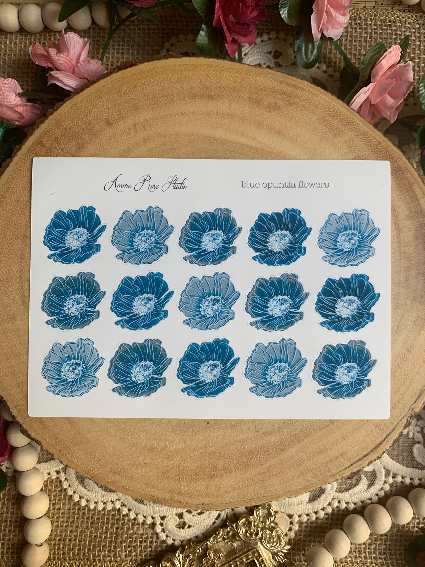 Opuntia Flowers Sticker Sheet - 6 Colors
