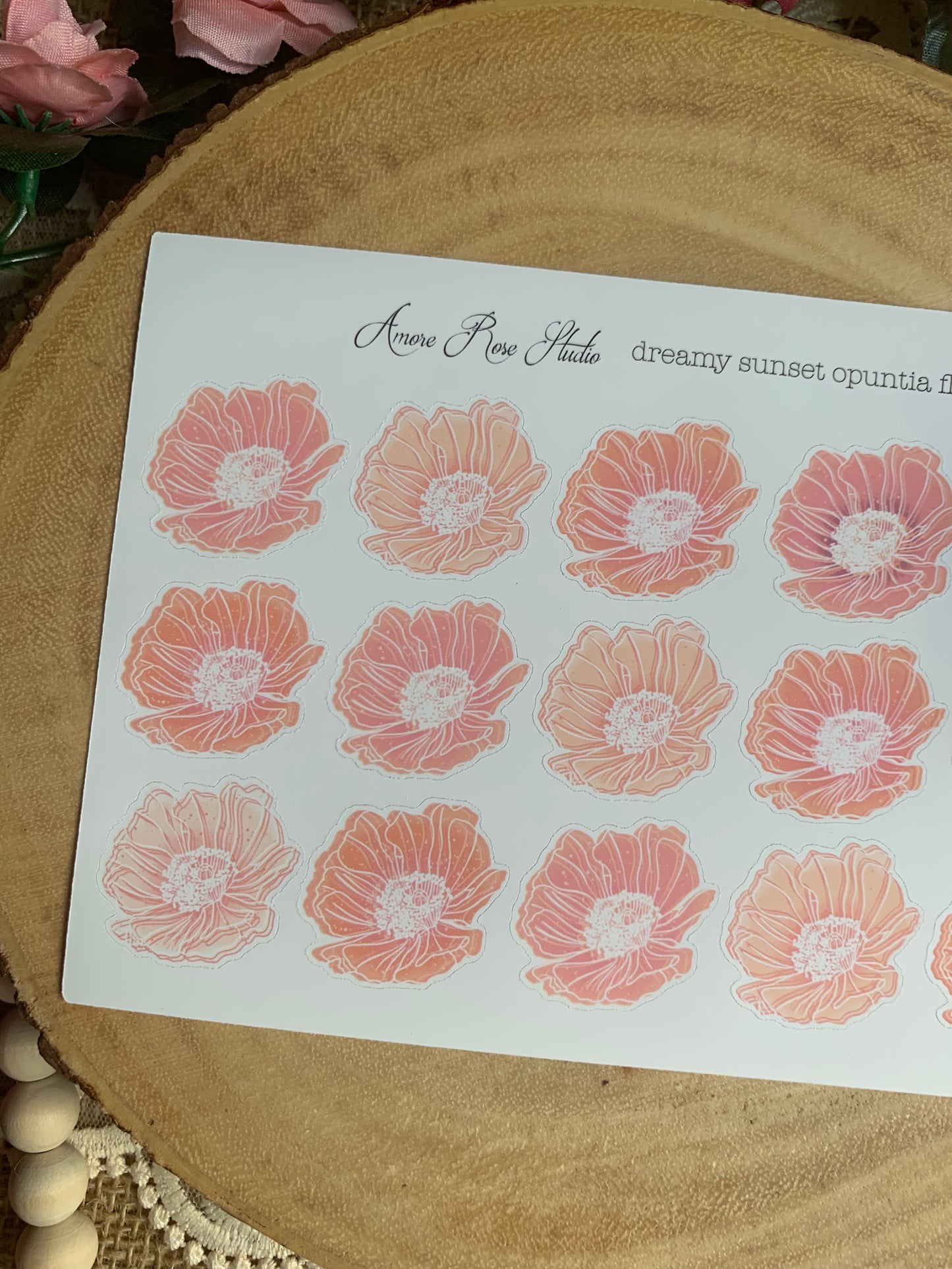 Opuntia Flowers Sticker Sheet - 6 Colors