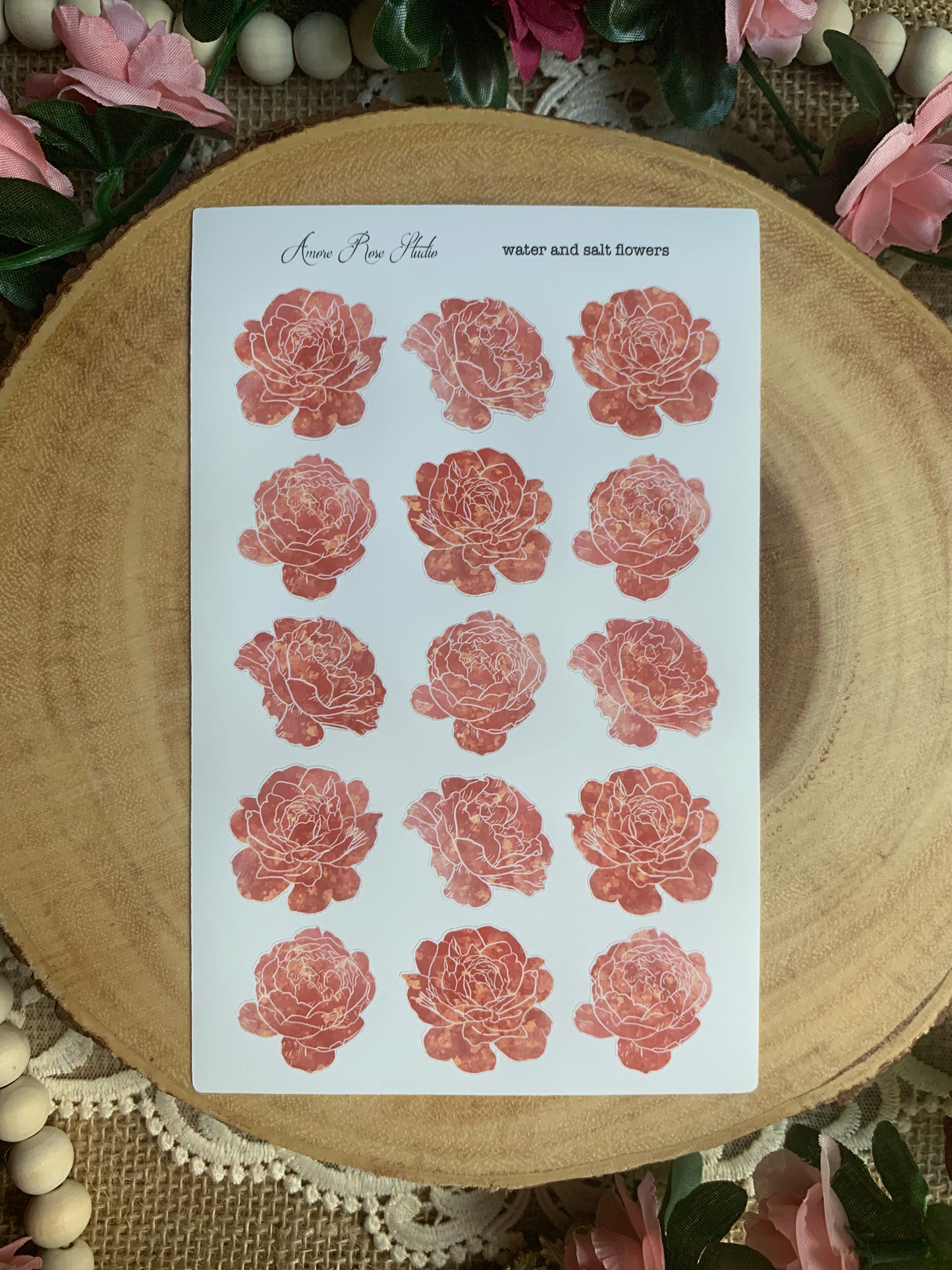 Blue Or Red Water & Salt Flowers Sticker Sheet