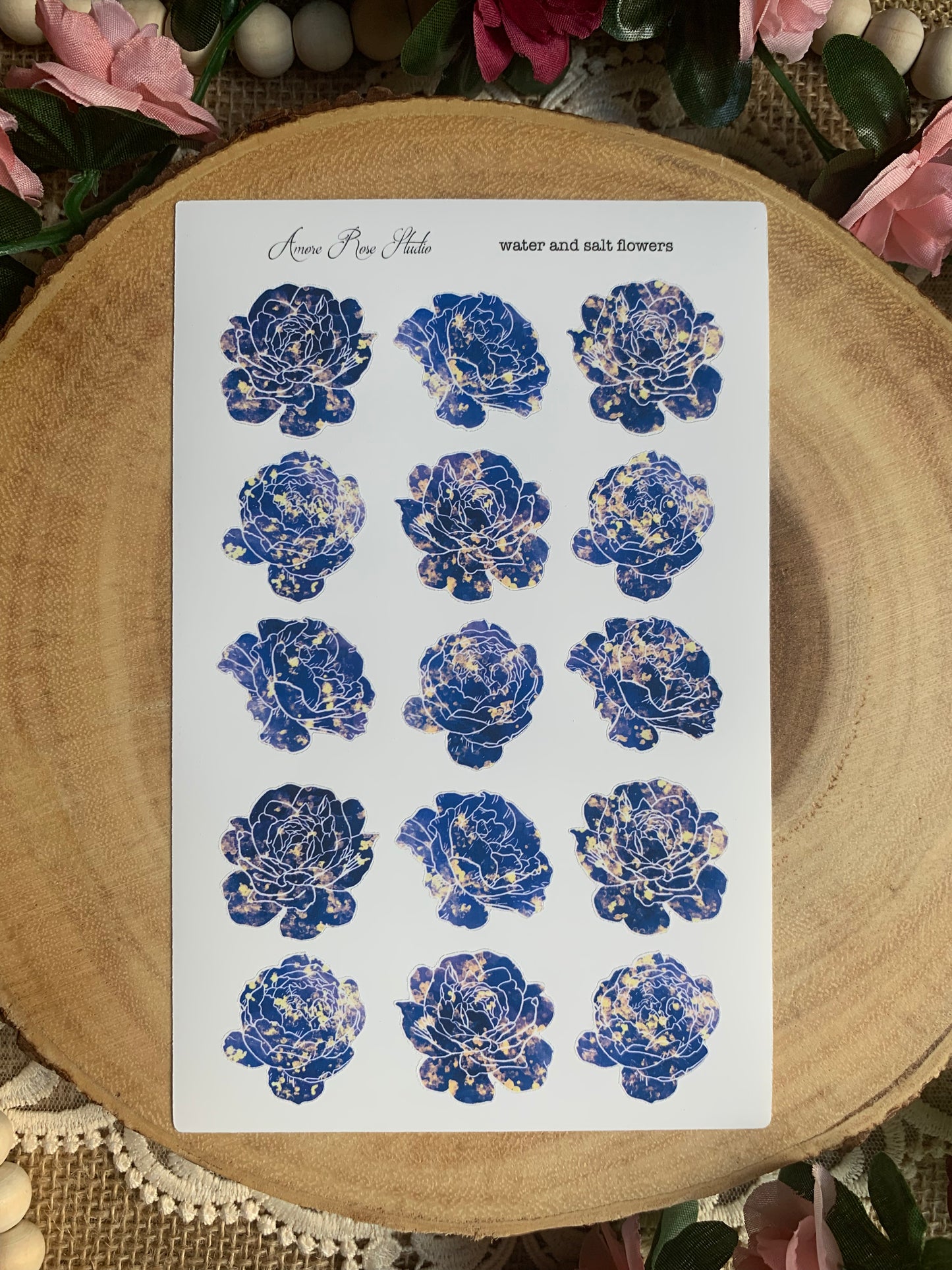 Blue Or Red Water & Salt Flowers Sticker Sheet