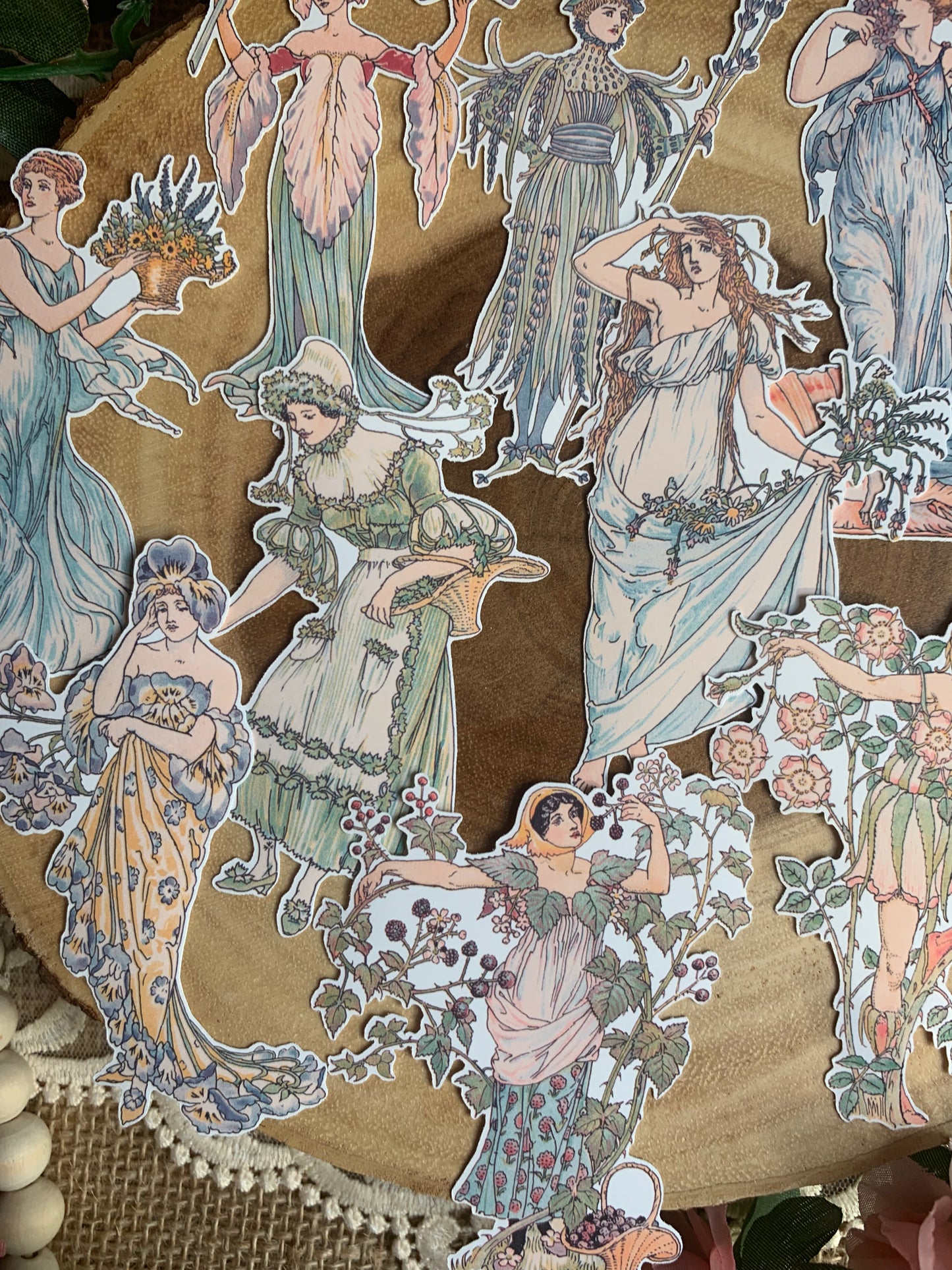 Vintage Ladies Die Cut Stickers