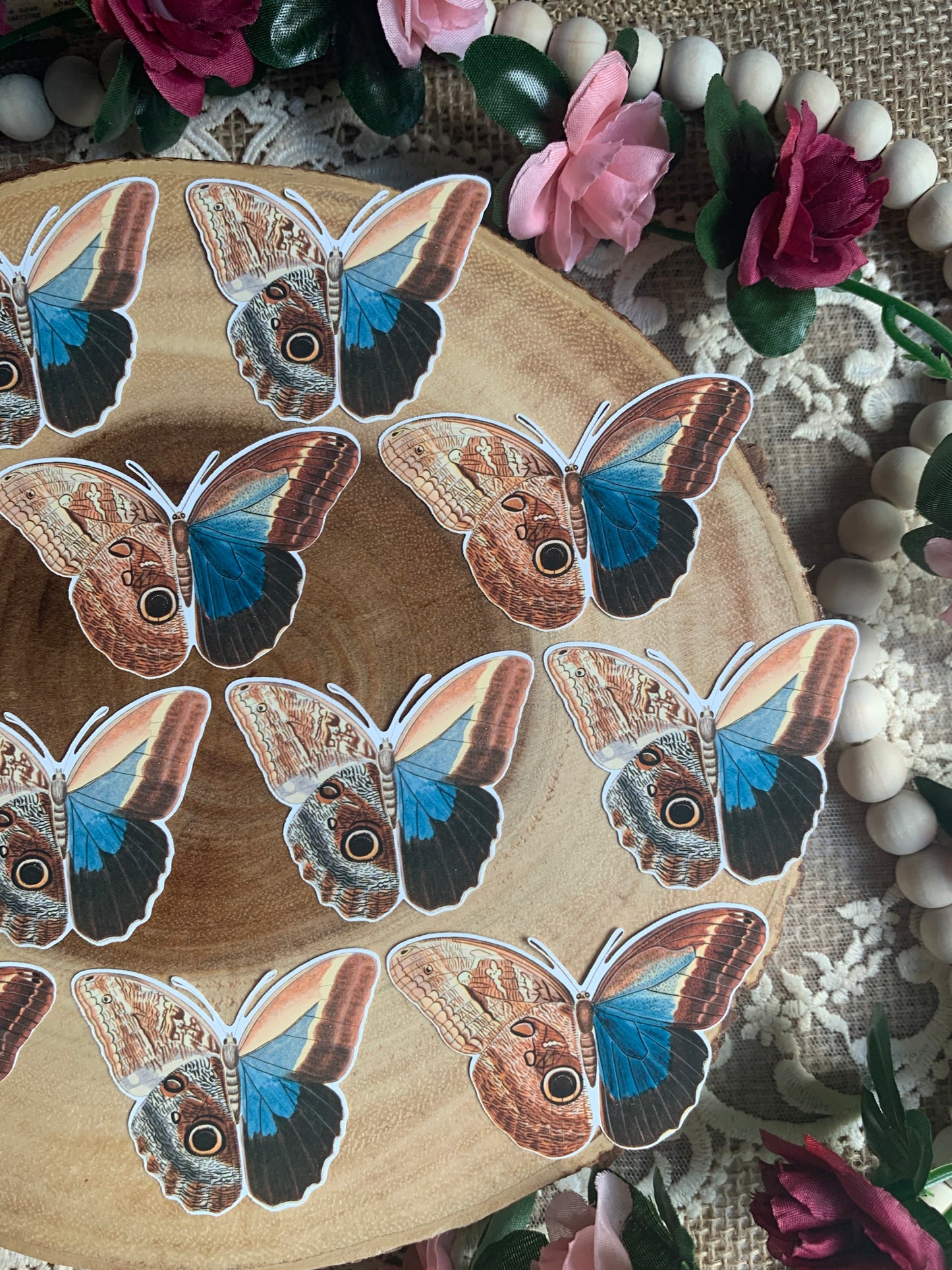 Vintage Butterflies Die Cut Stickers - 12 Pack