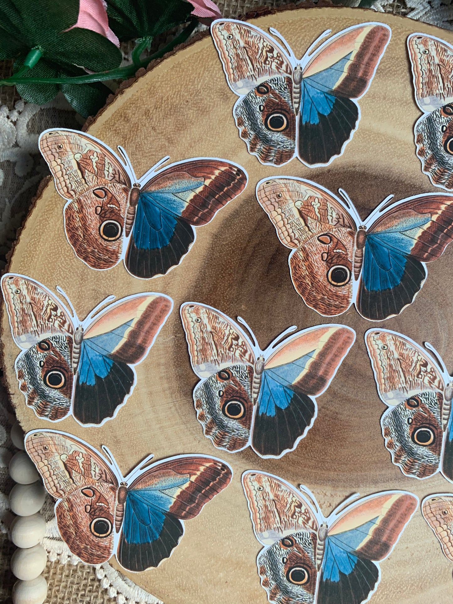 Vintage Butterflies Die Cut Stickers - 12 Pack