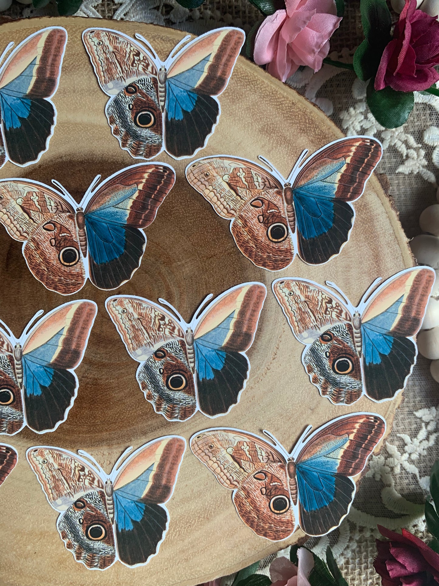 Vintage Butterflies Die Cut Stickers - 12 Pack