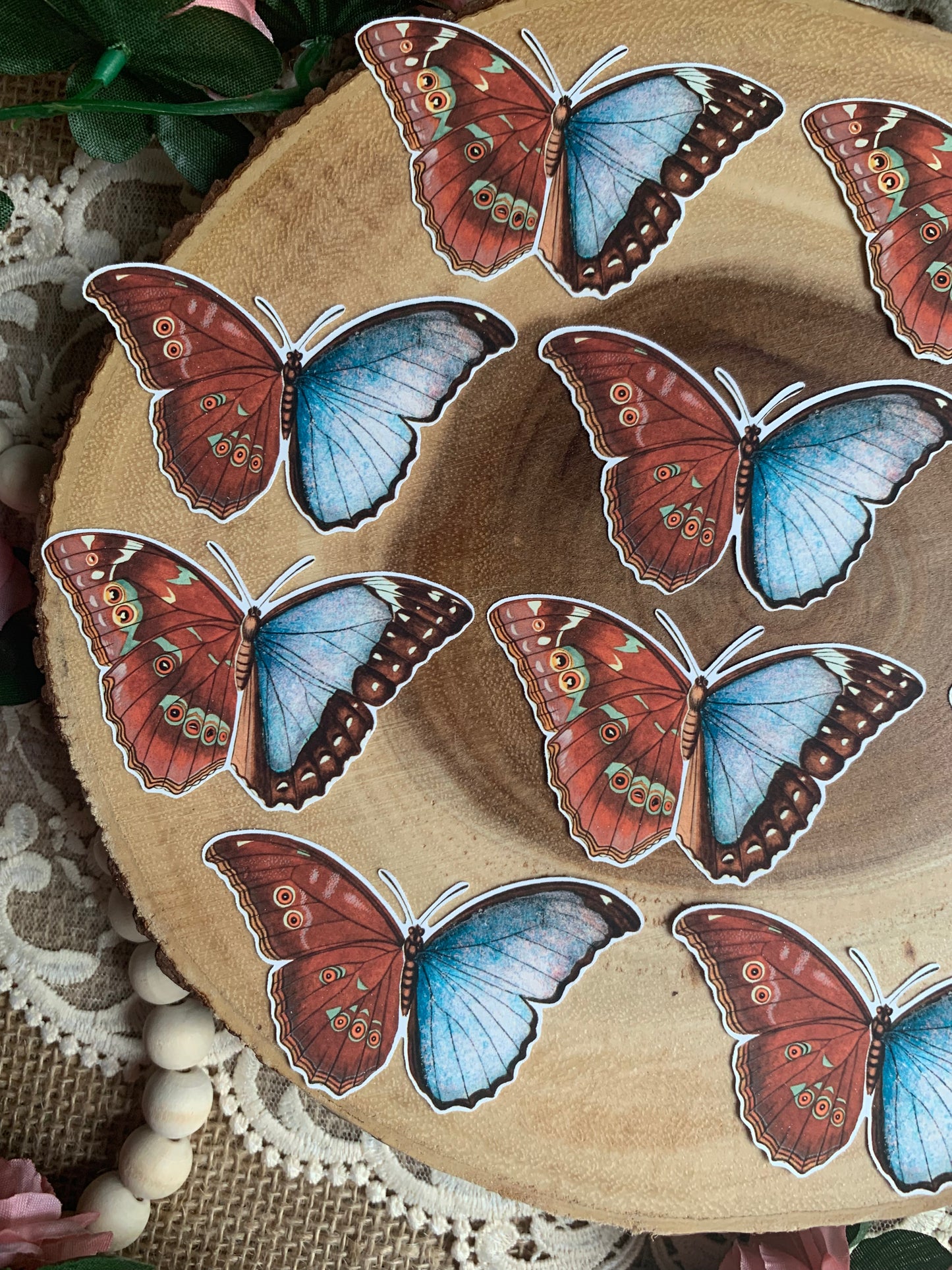 Vintage Butterflies Die Cut Stickers - 10 Pack