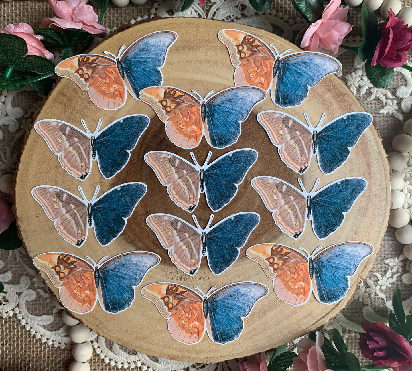 Vintage Butterflies Die Cut Stickers - 12 Pack