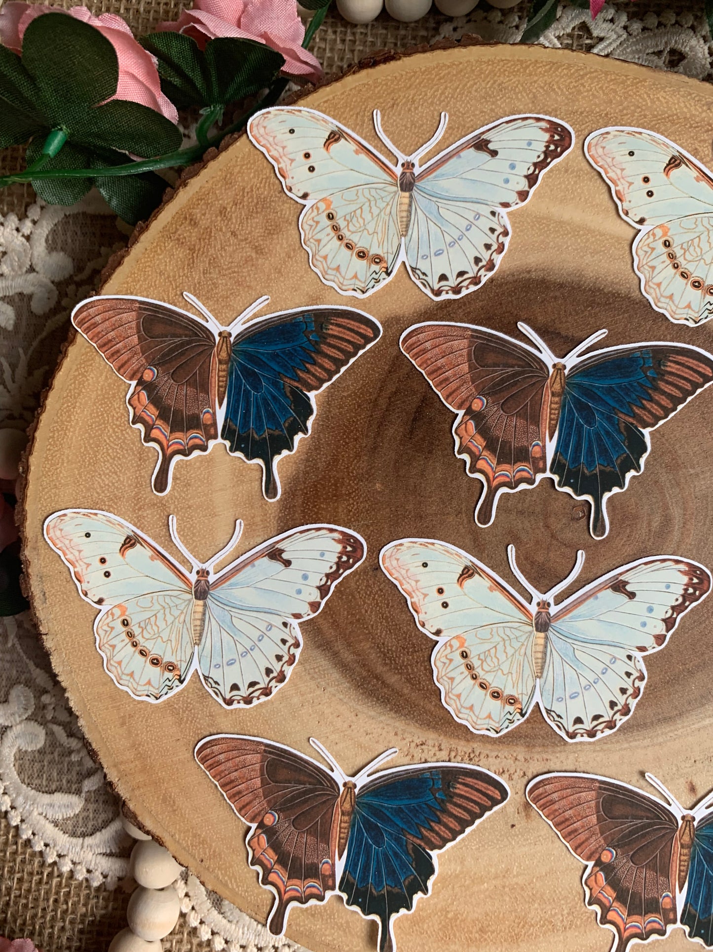 Vintage Butterflies Die Cut Stickers - 10 Pack