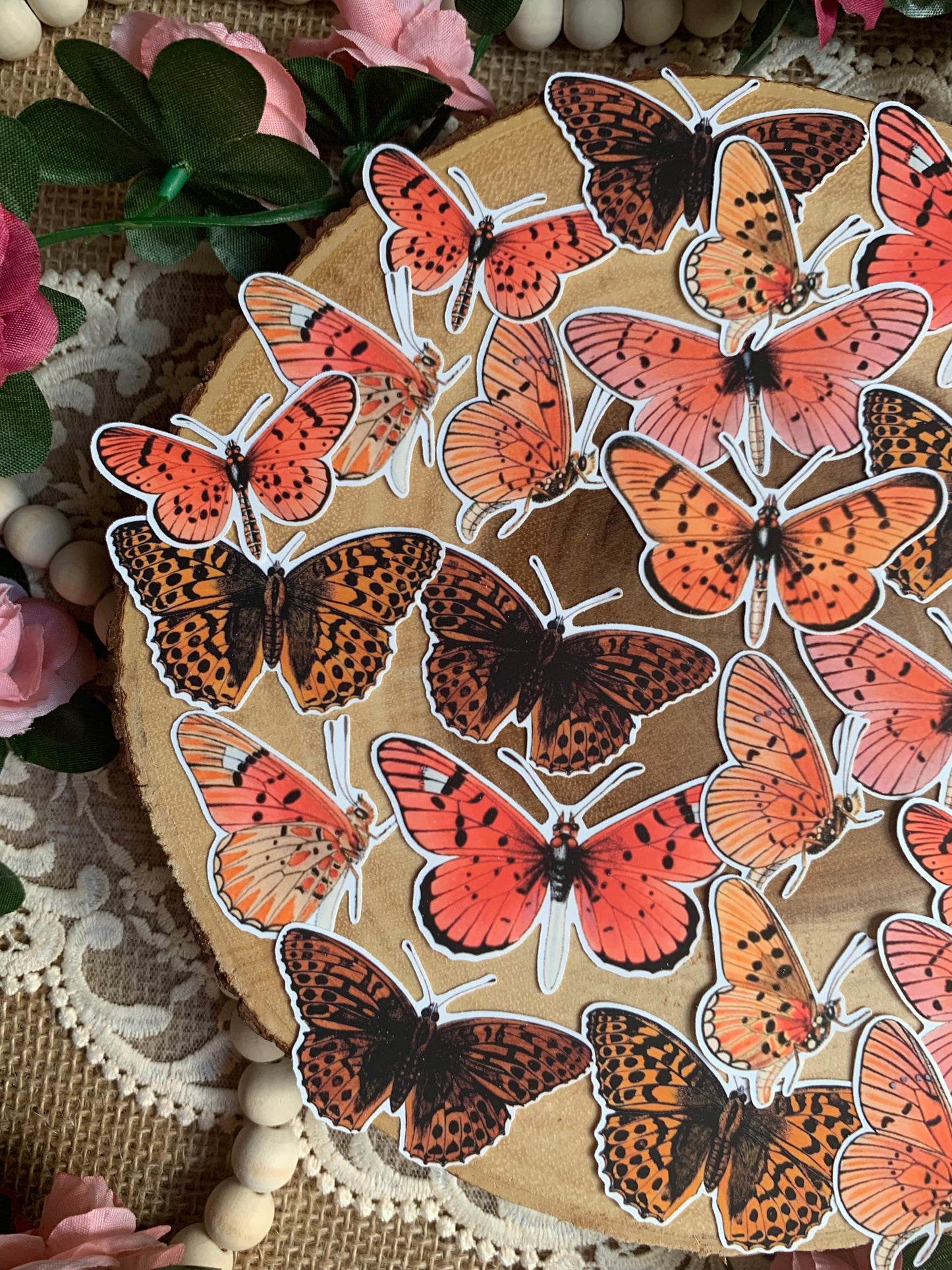 Vintage Butterflies Die Cut Stickers - 25 Pack