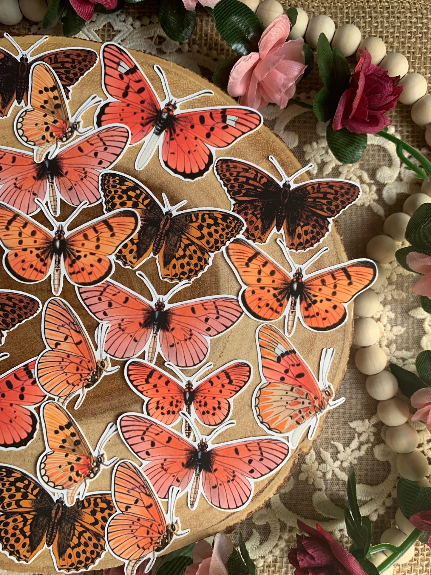 Vintage Butterflies Die Cut Stickers - 25 Pack