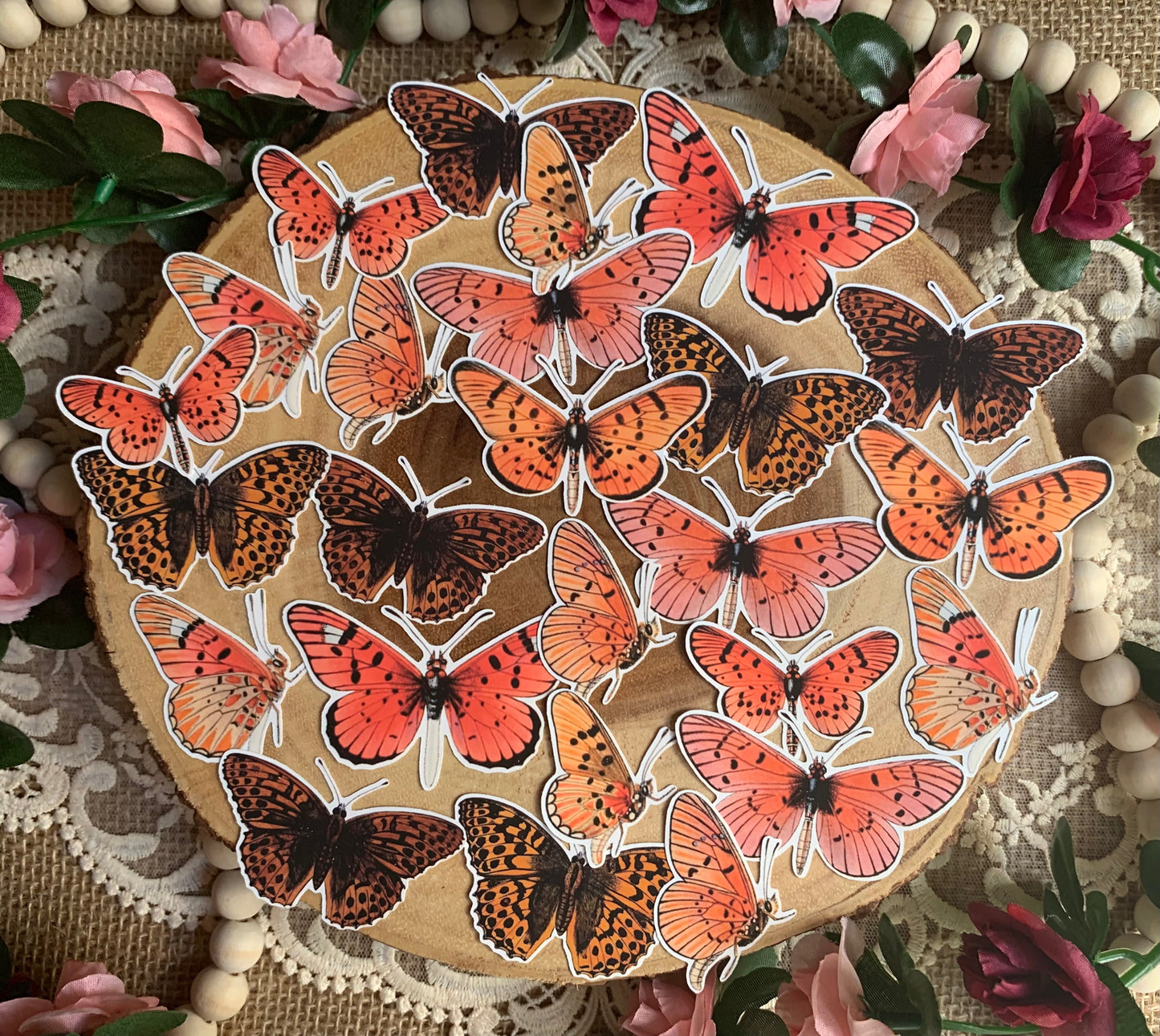 Vintage Butterflies Die Cut Stickers - 25 Pack