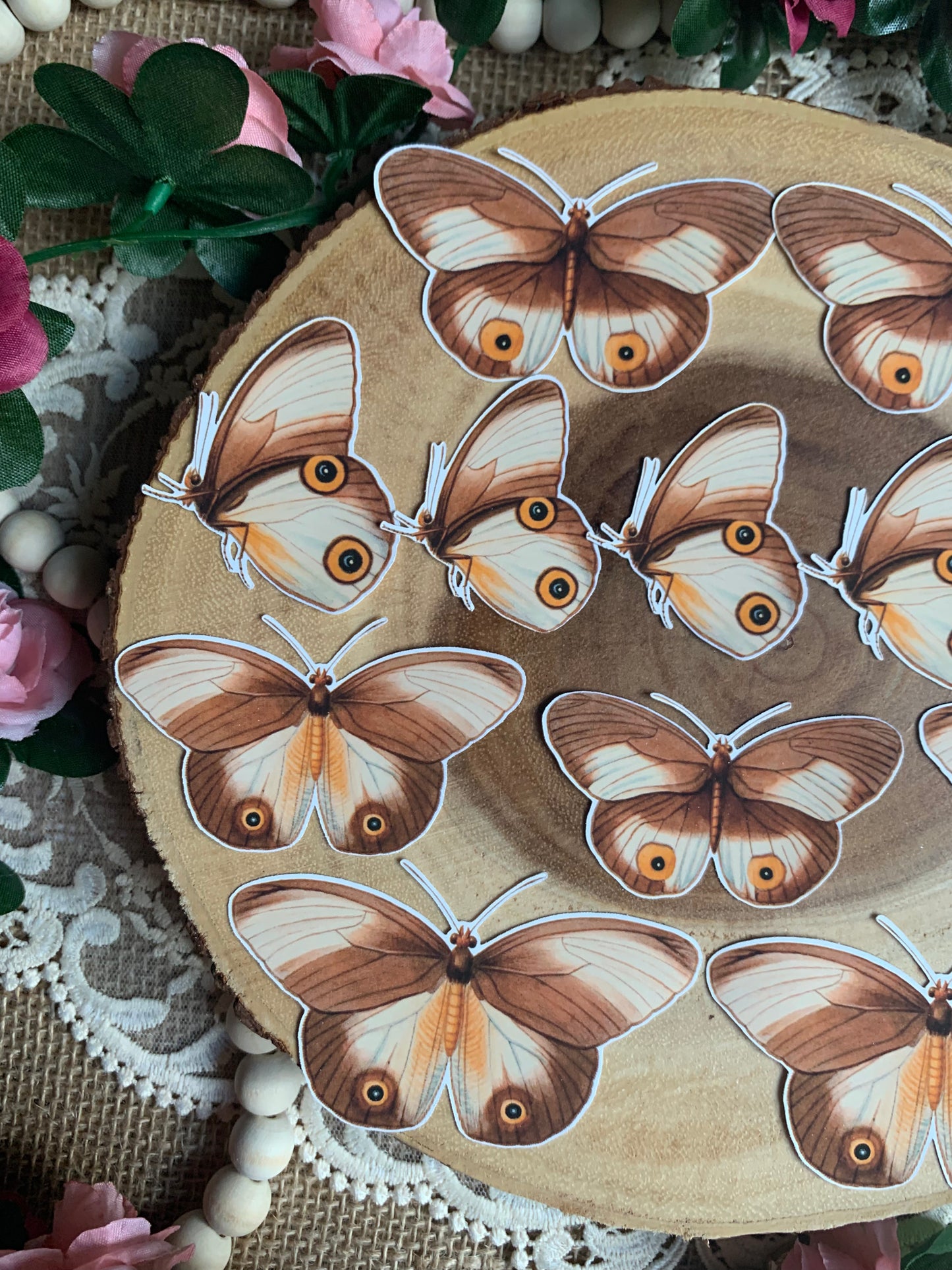 Vintage Butterflies Die Cut Stickers - 10 Pack