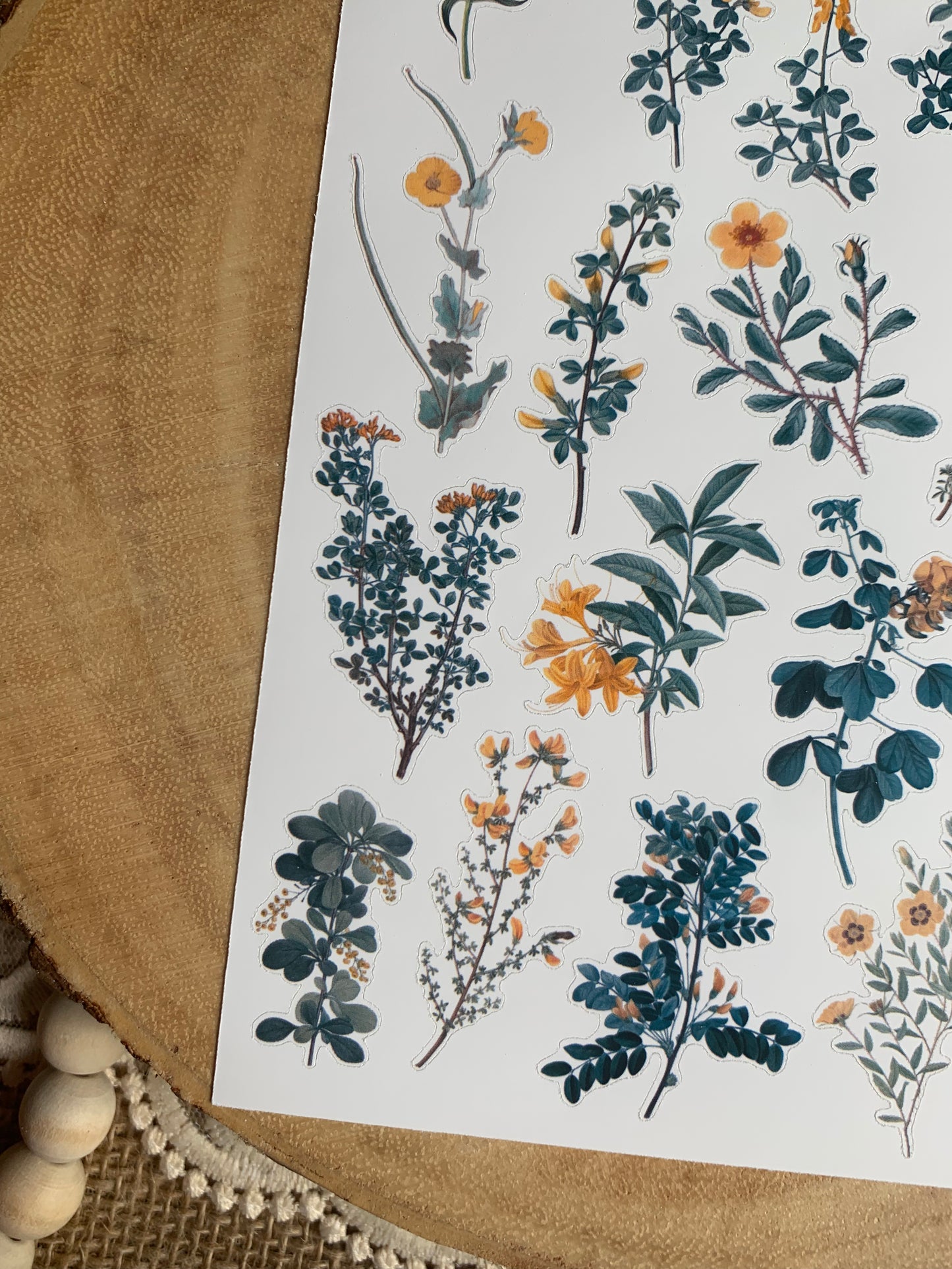 Vintage Yellow Flowers Sticker Sheet