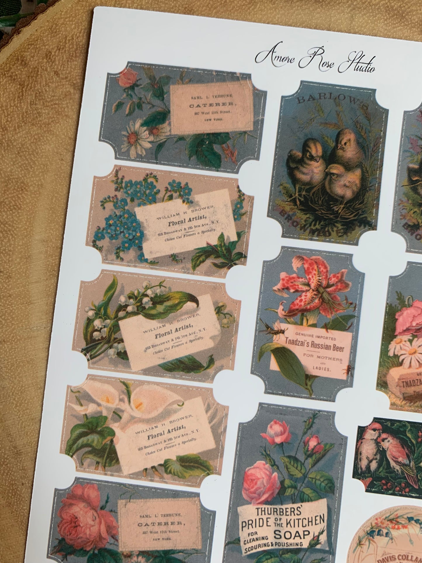 Vintage Ephemera Labels Sticker Sheet