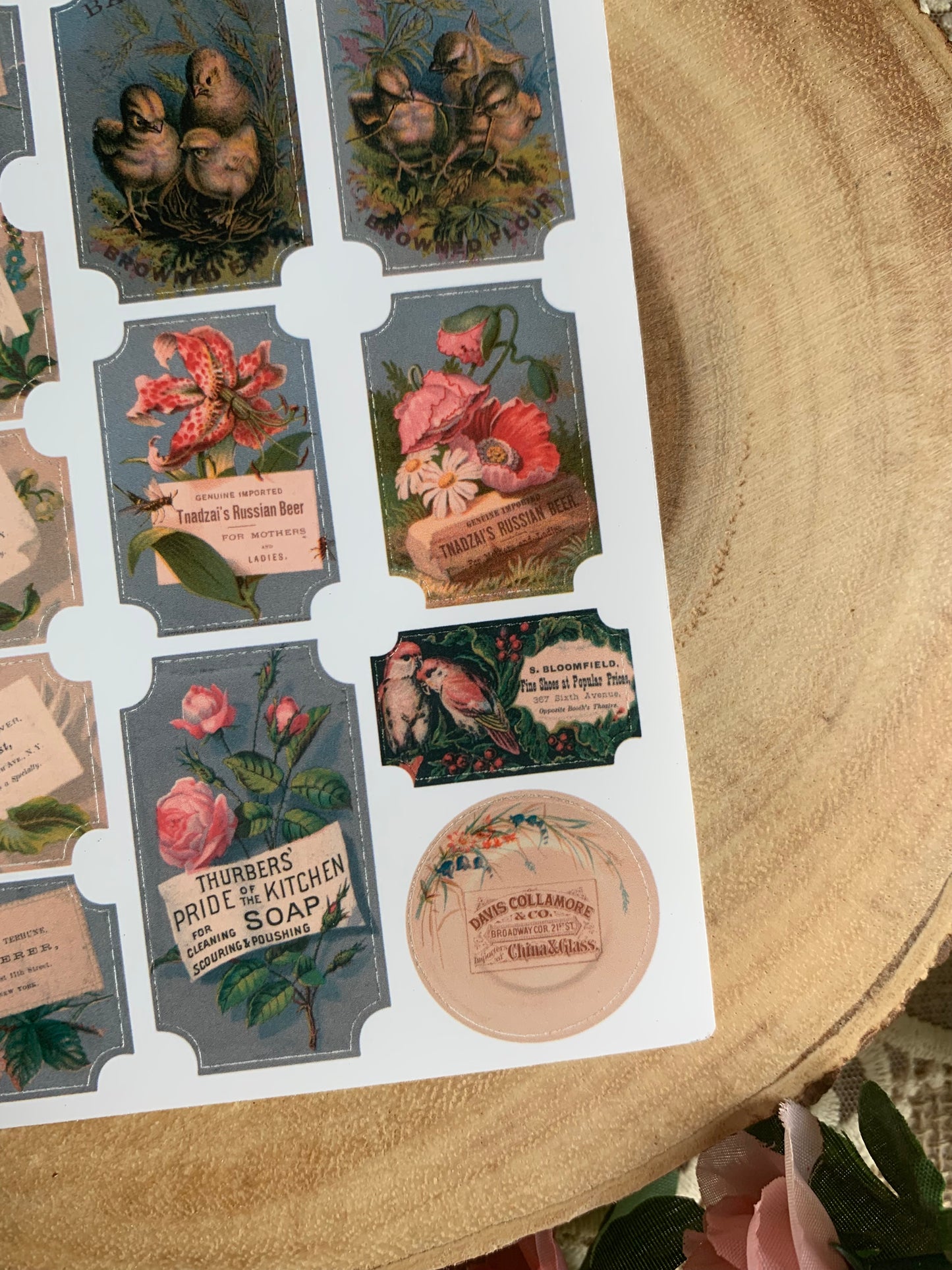 Vintage Ephemera Labels Sticker Sheet