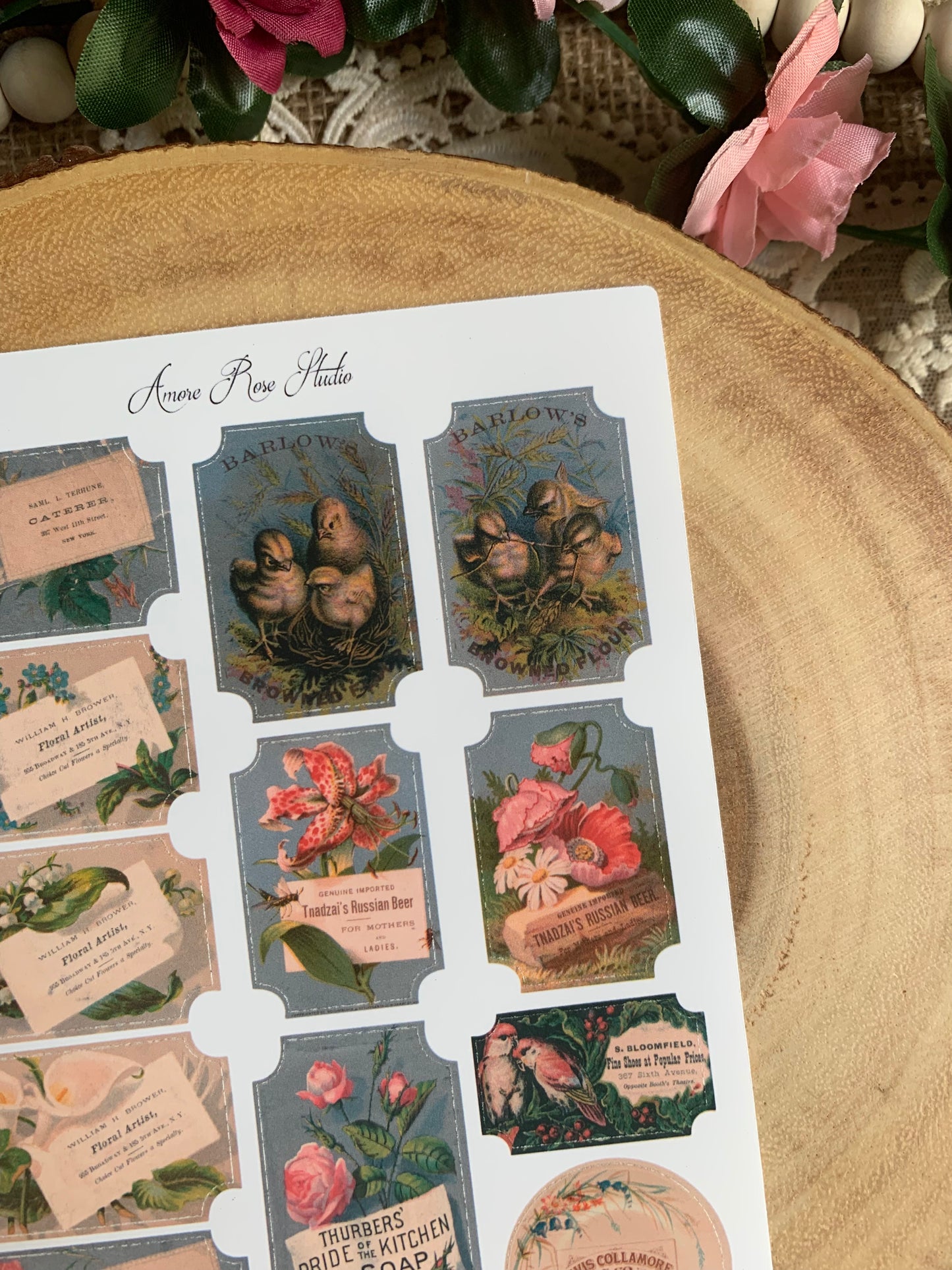 Vintage Ephemera Labels Sticker Sheet