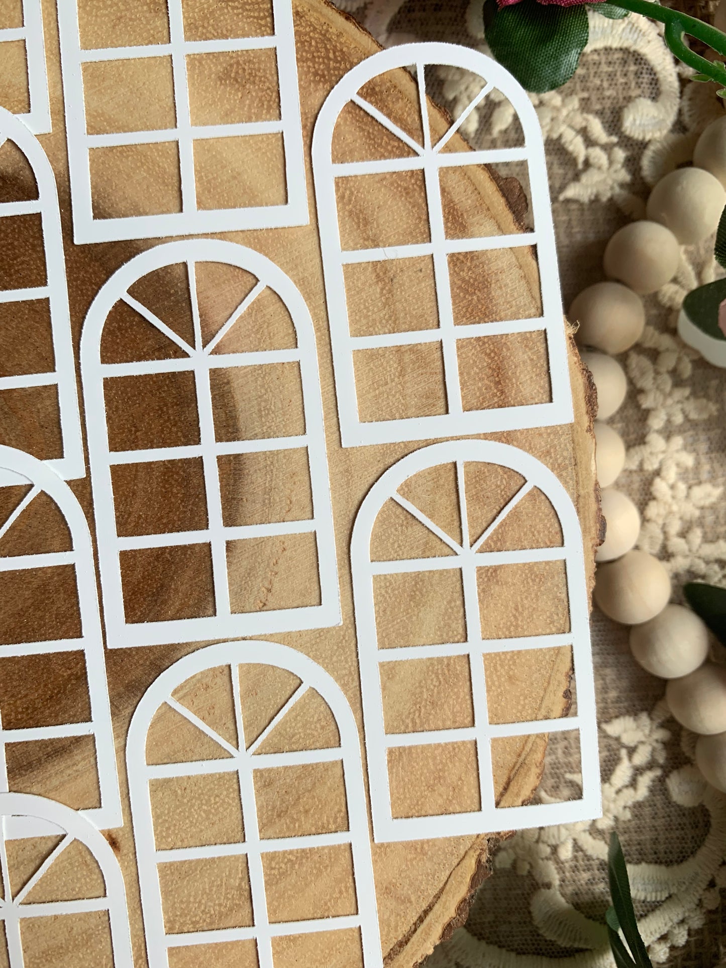 Small White Window Die Cut Stickers - 18 Pack