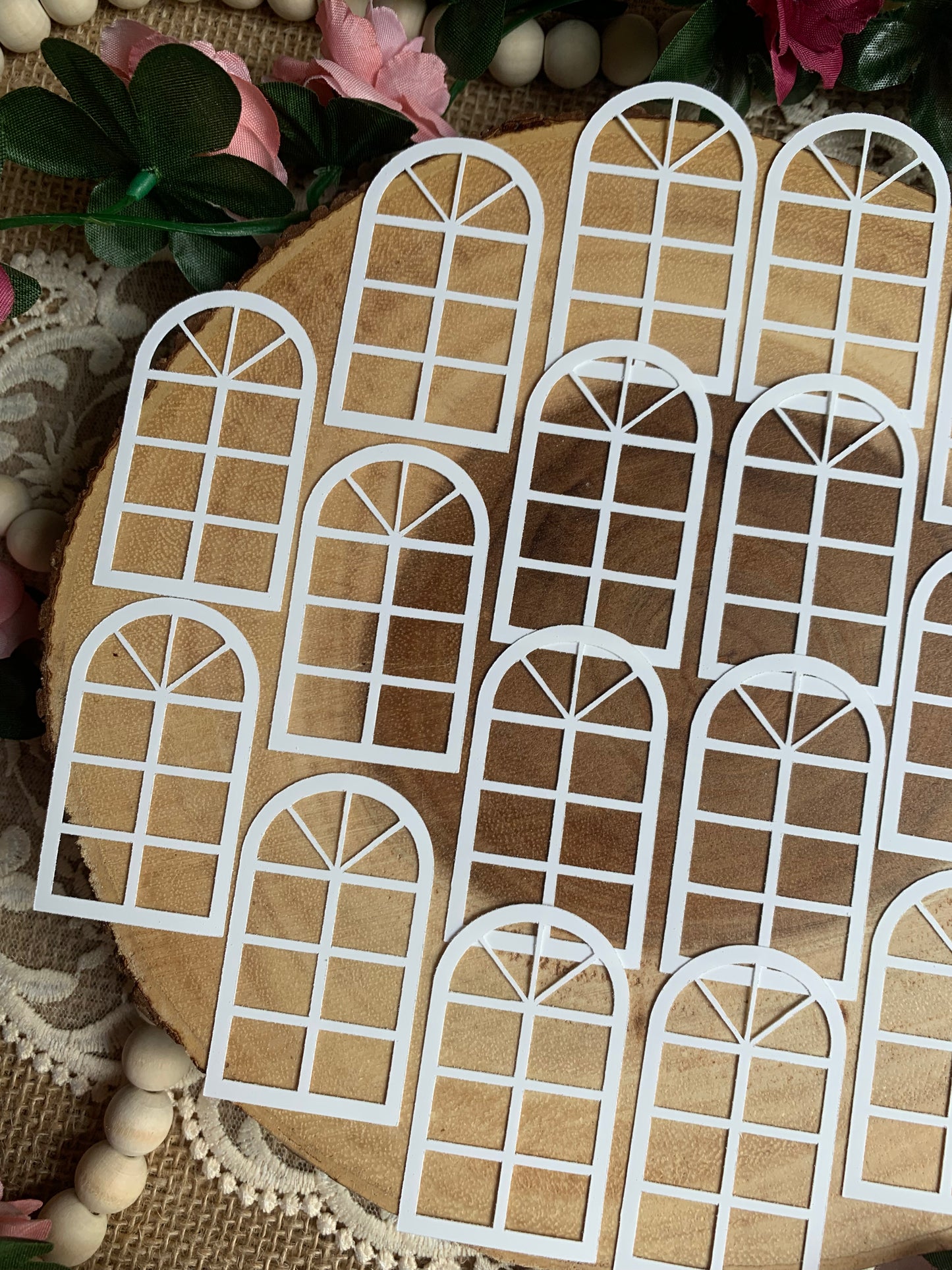 Small White Window Die Cut Stickers - 18 Pack