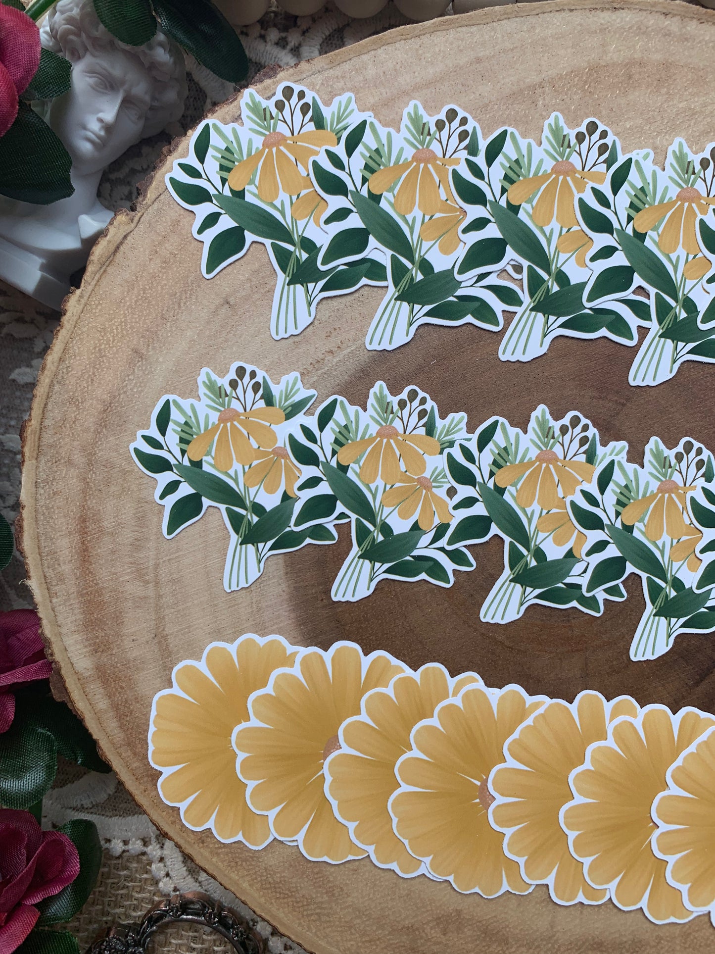 Yellow Daisy Flower Die Cut Stickers - 20 Pack