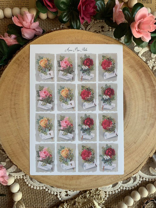 Vintage Floral Ephemera Sticker Sheet