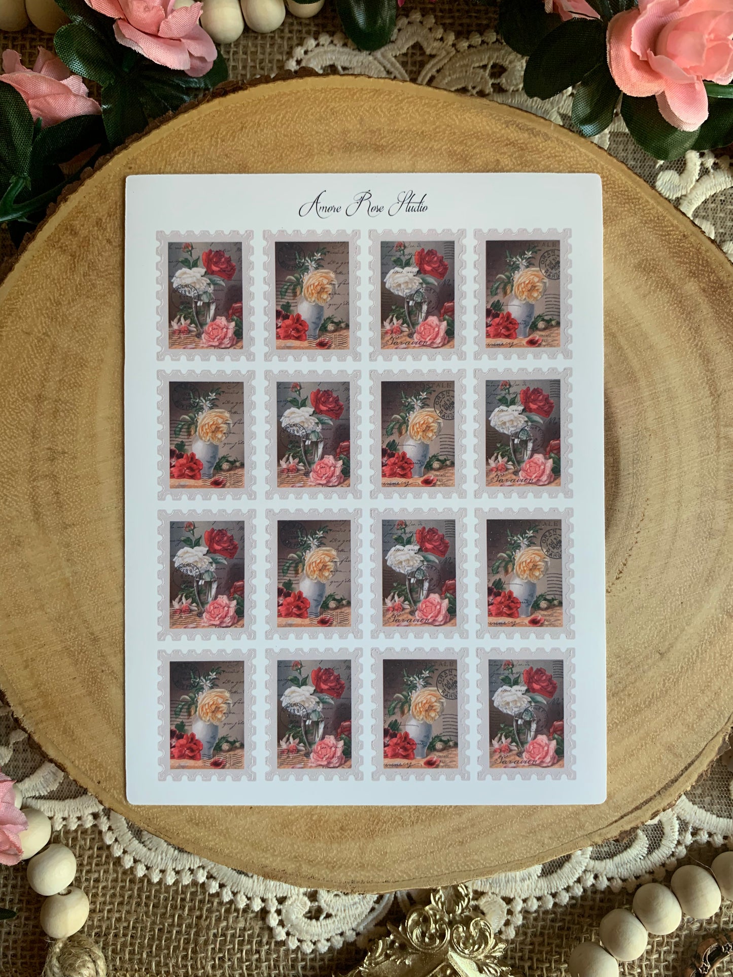 Faux Vintage Stamps Sticker Sheet