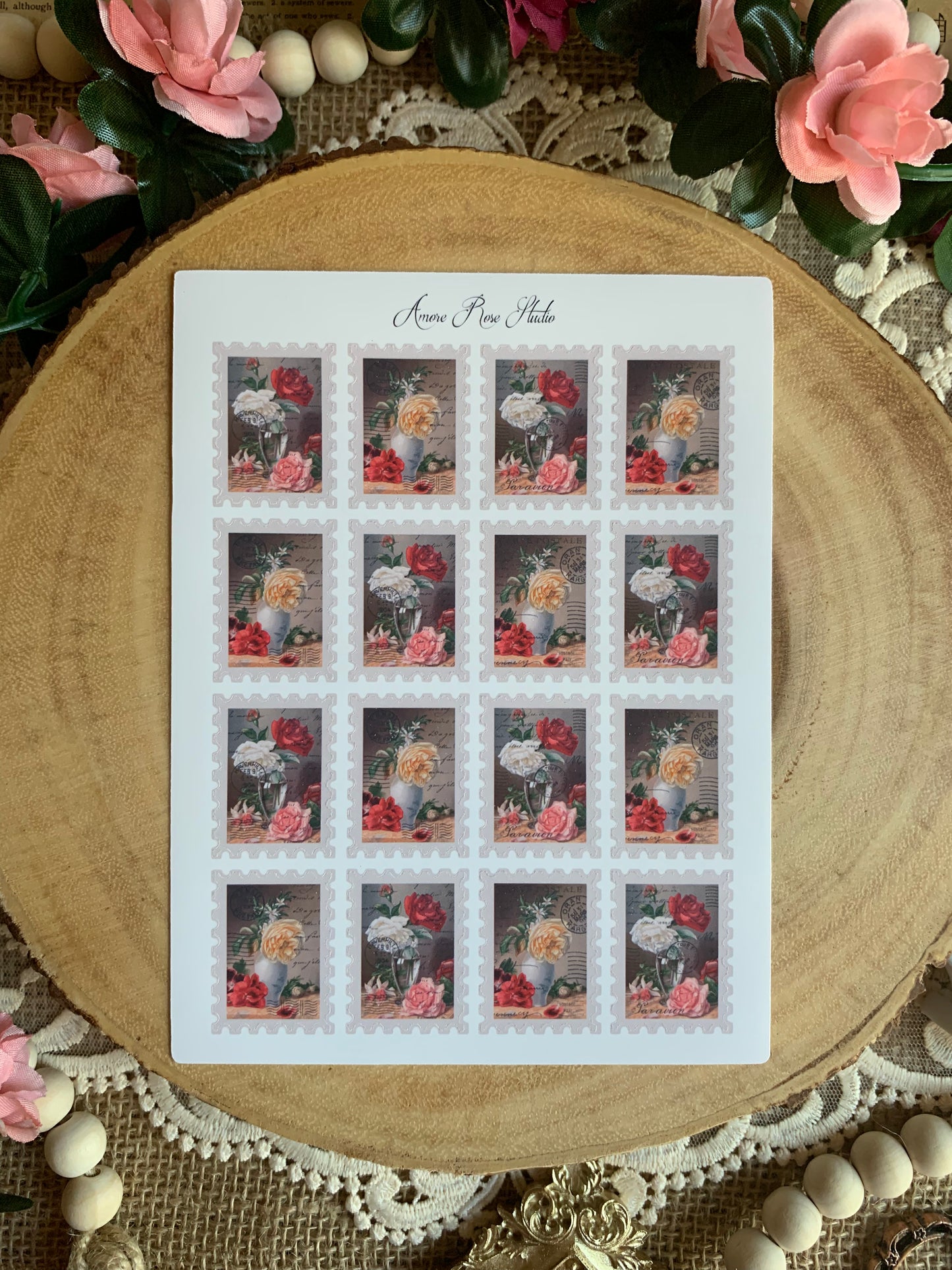 Faux Vintage Stamps Sticker Sheet